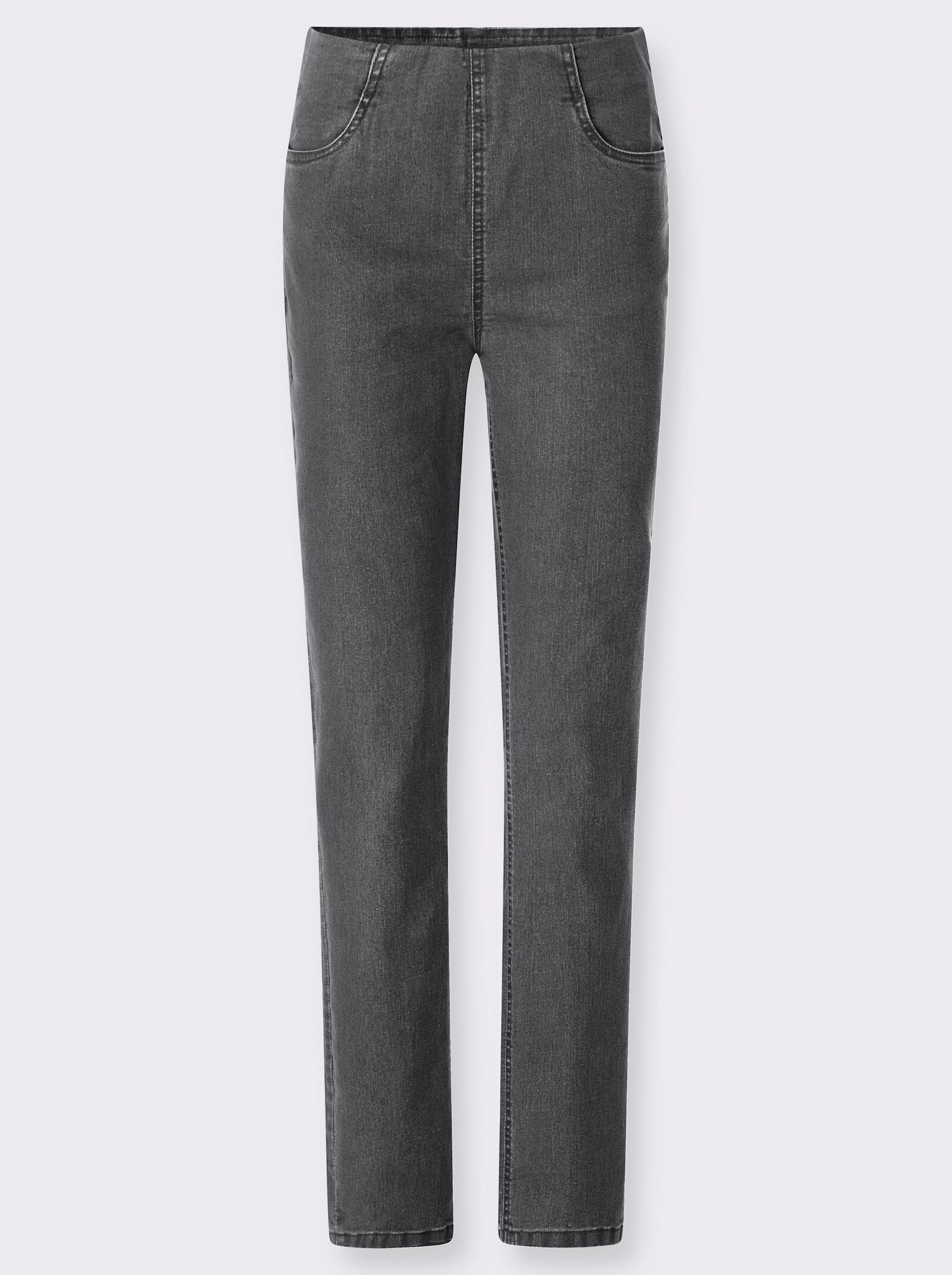 Jeans mit Teilungsnähten hinten - grey-denim