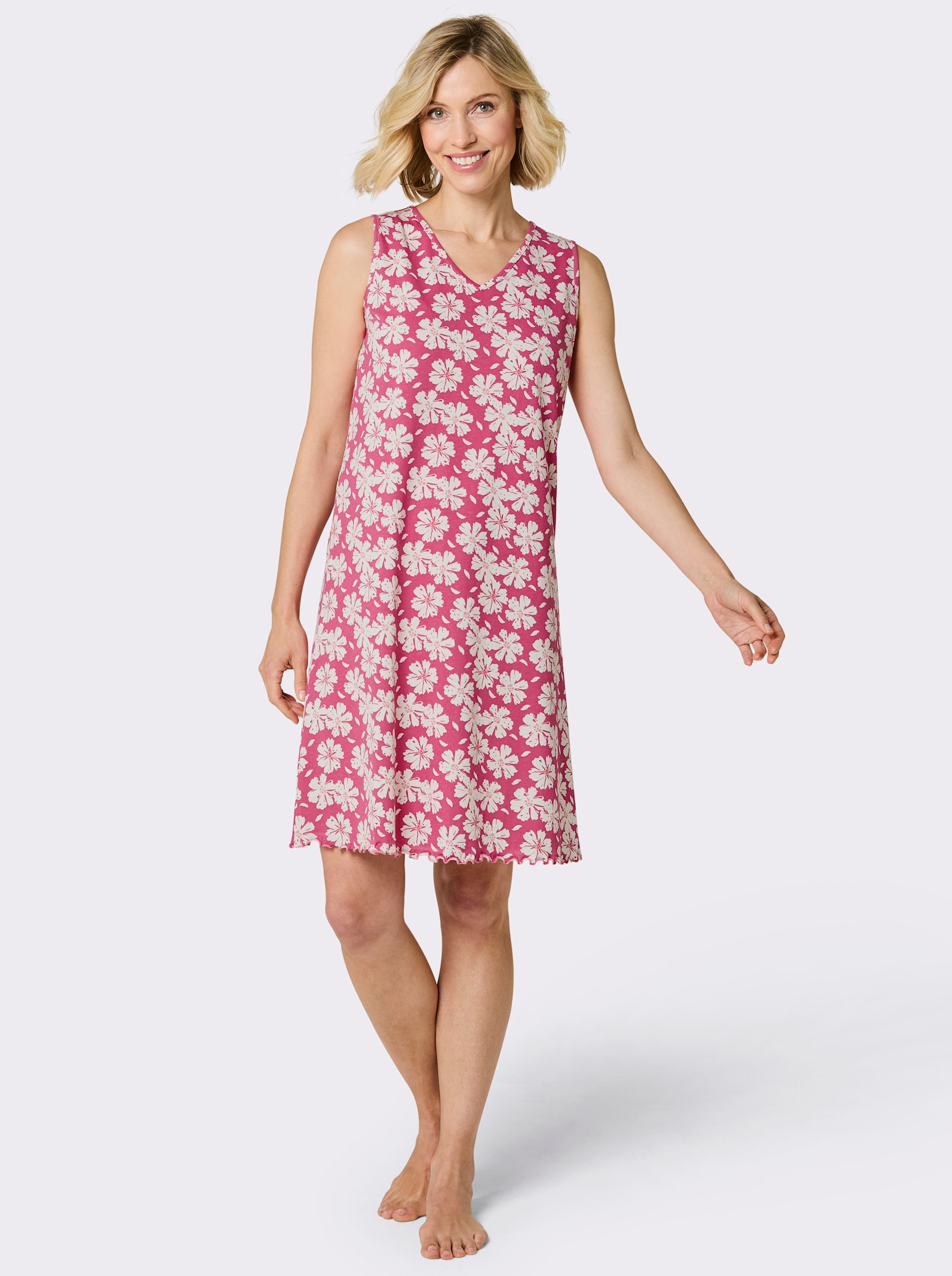 wäschepur Sleepshirts in der 2-Stück-Packung - pink + weiß