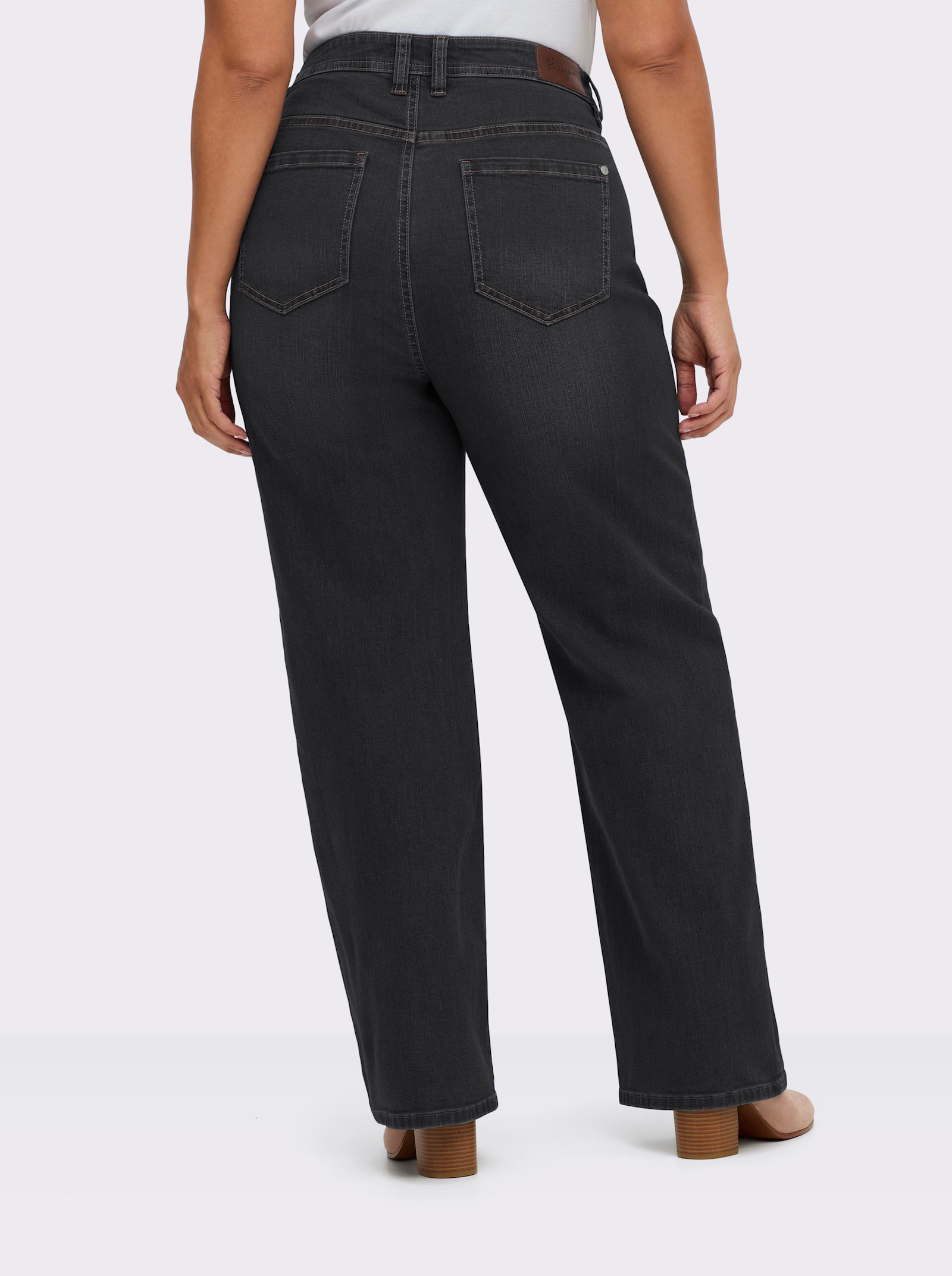 sheego 5-Pocket-Jeans im weiten Palazzo-Schnitt - black denim