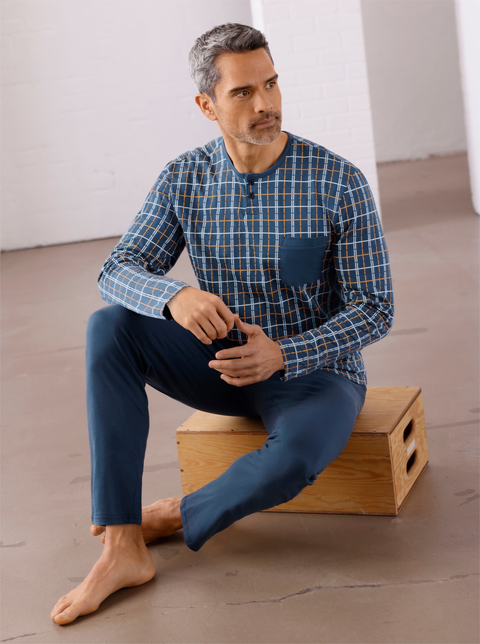 Pyjama - marine geruit