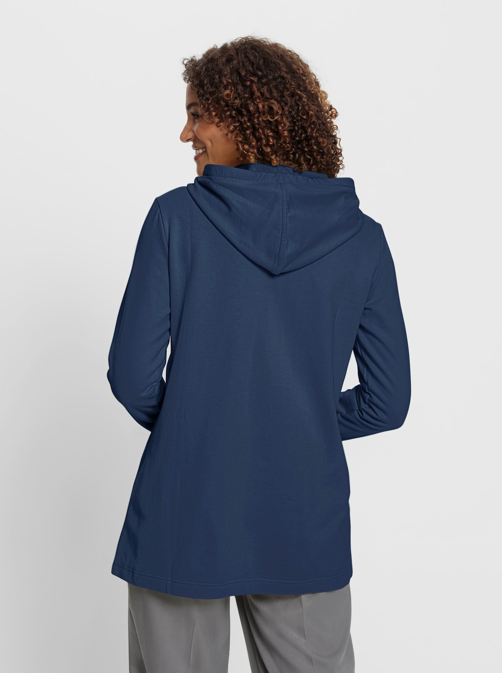 Sweatjacke in Longform - dunkelblau