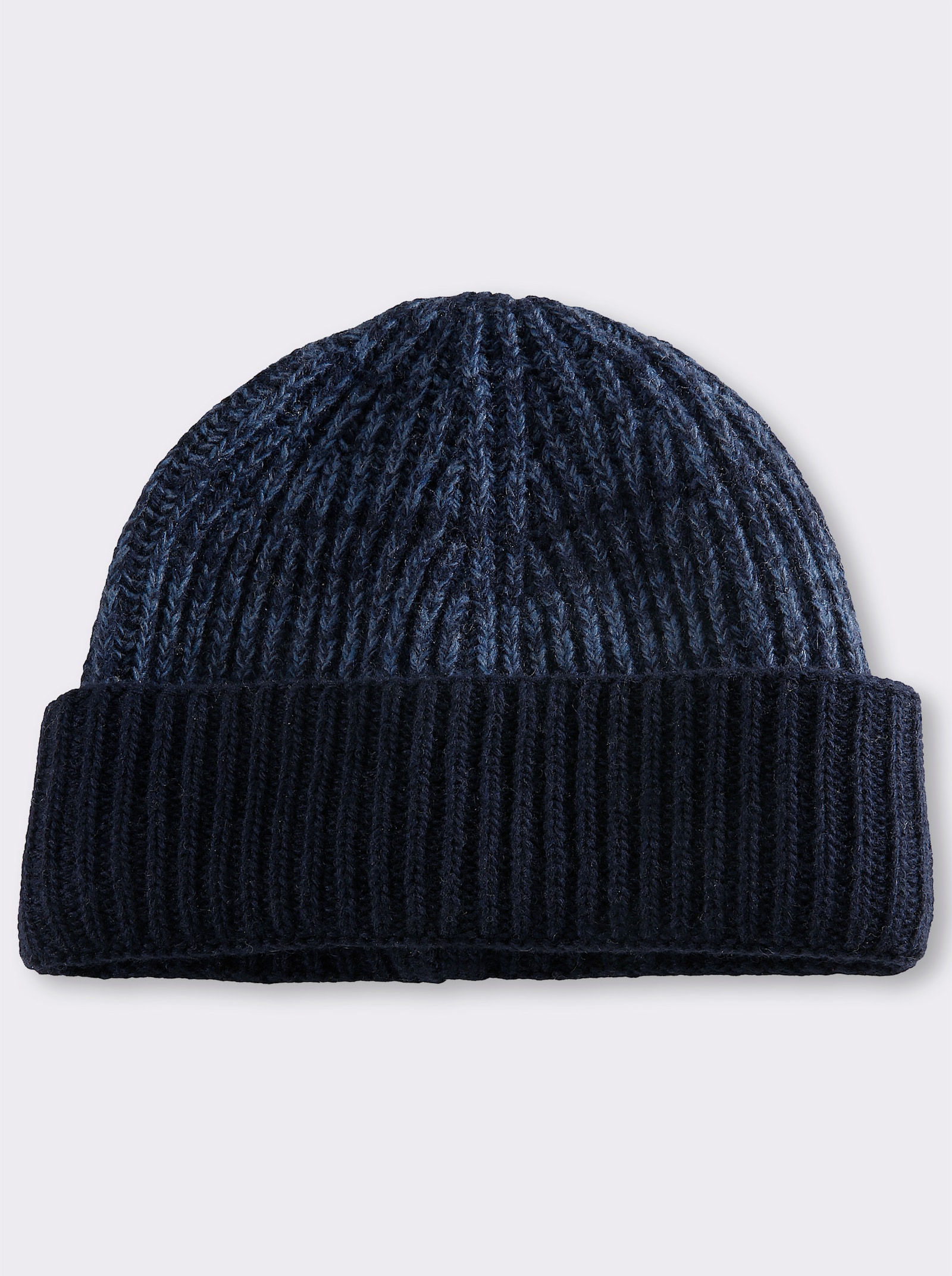 Strickmütze mit Kaschmir - dunkelblau-meliert