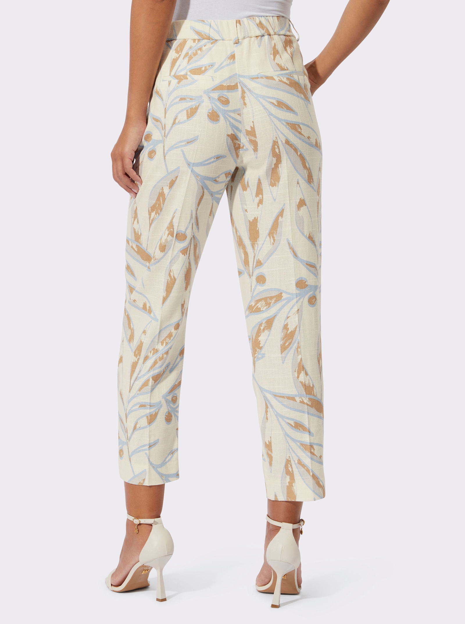 Leinenhose im hochwertigen Material-Mix - champagner-camel-gemustert