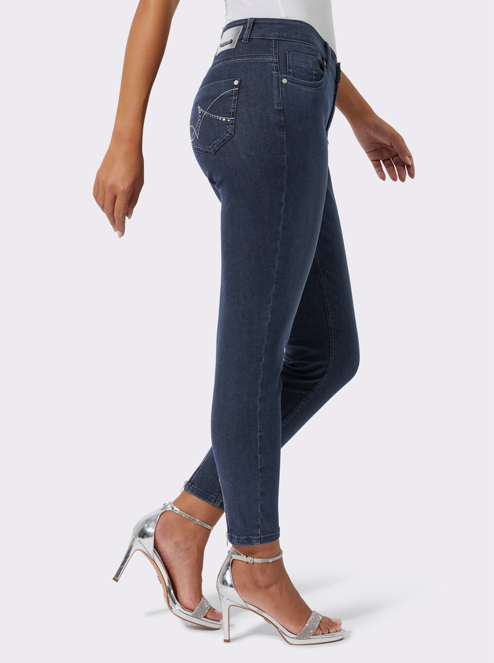 7/8-Jeans mit Reißverschluss am Bein - blue-stone-washed