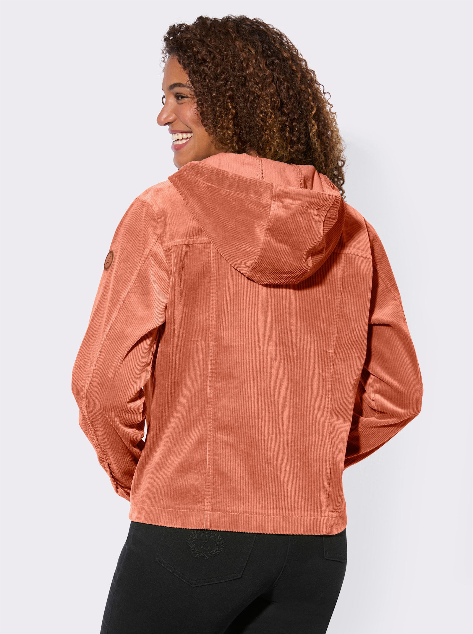 Cordjacke mit Kapuze - papaya