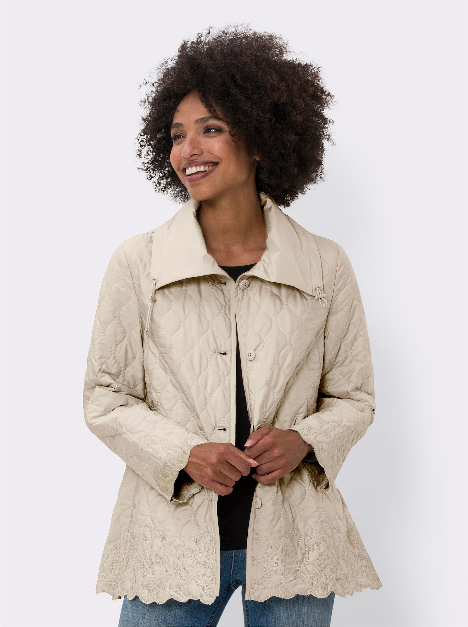 heine Steppjacke mit Stickereien - sand