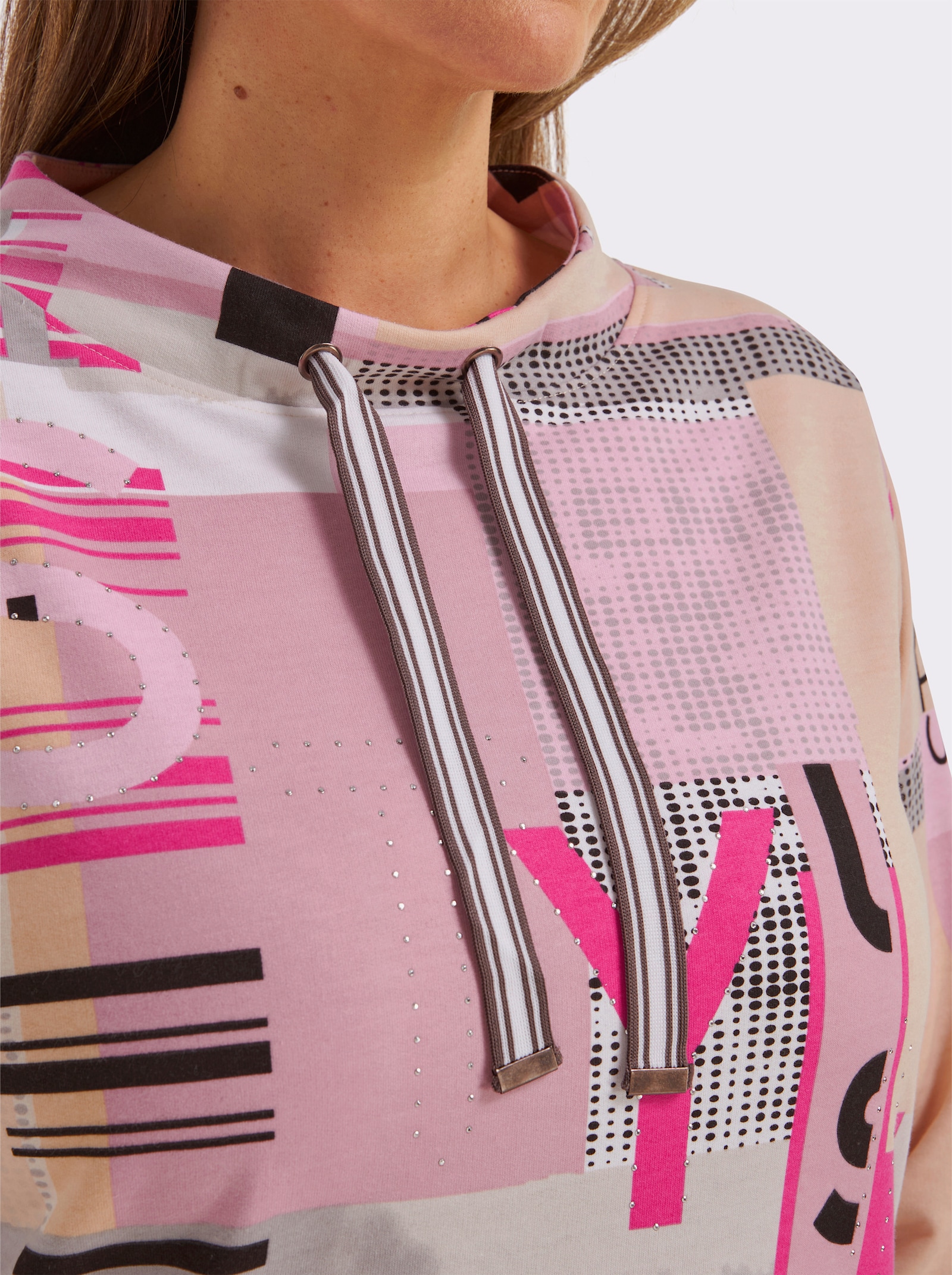 Sweatshirt mit Buchstaben-Print - fuchsia-ecru