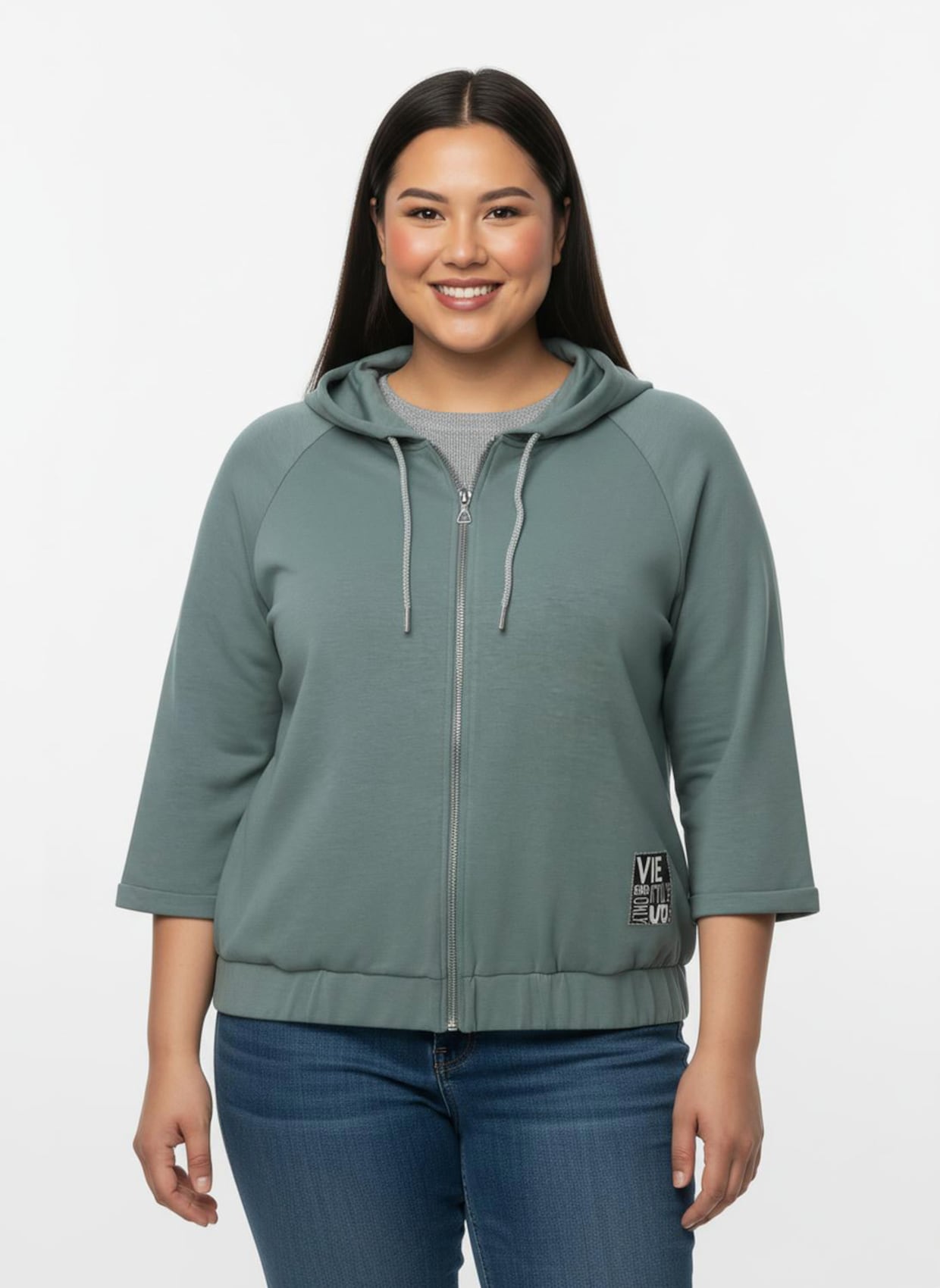 Shirtjacke mit Kapuze - jade