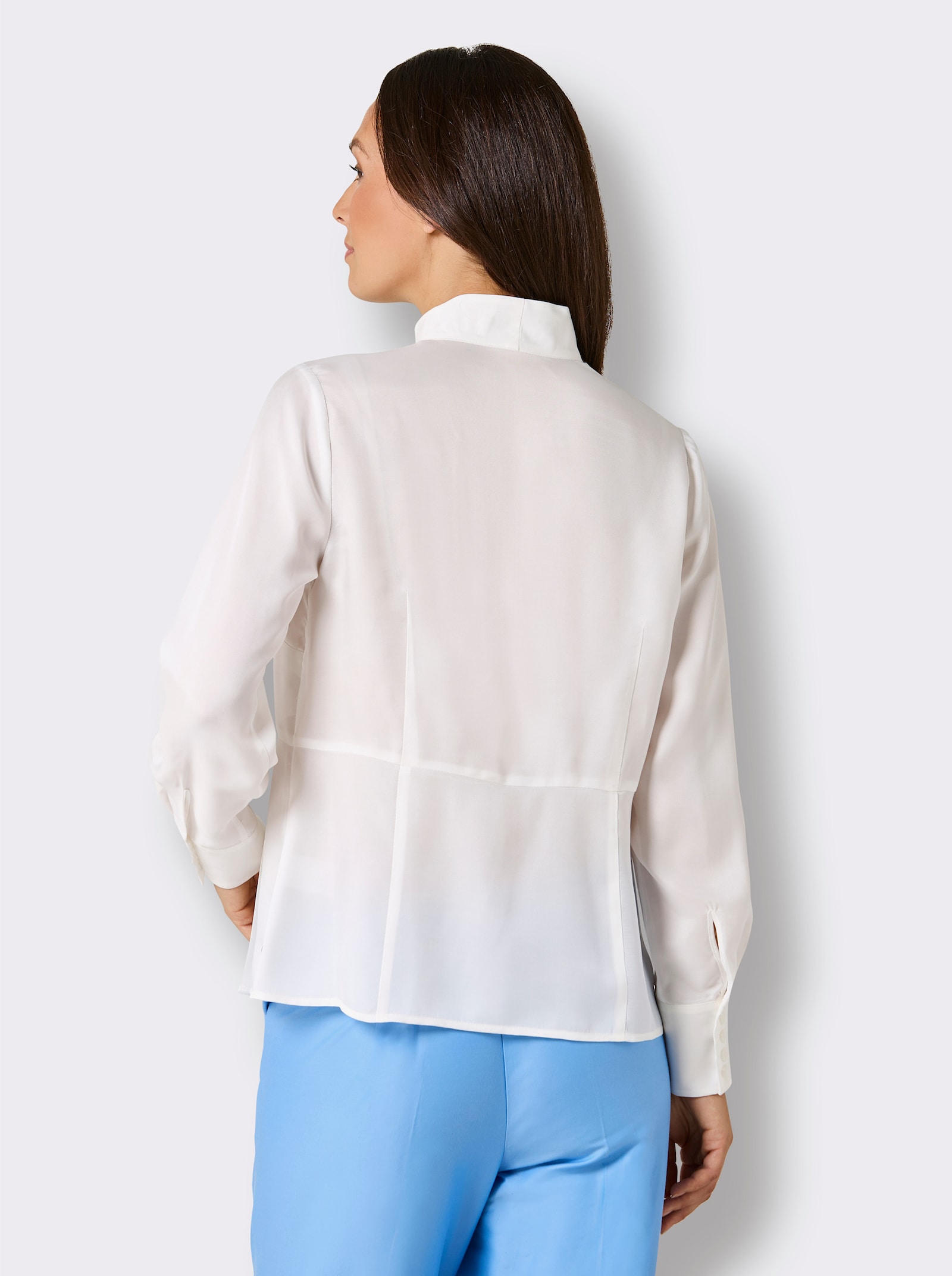 CREATION L PREMIUM Bluse mit Stehkragen und 30% Seiden-Anteil - ecru