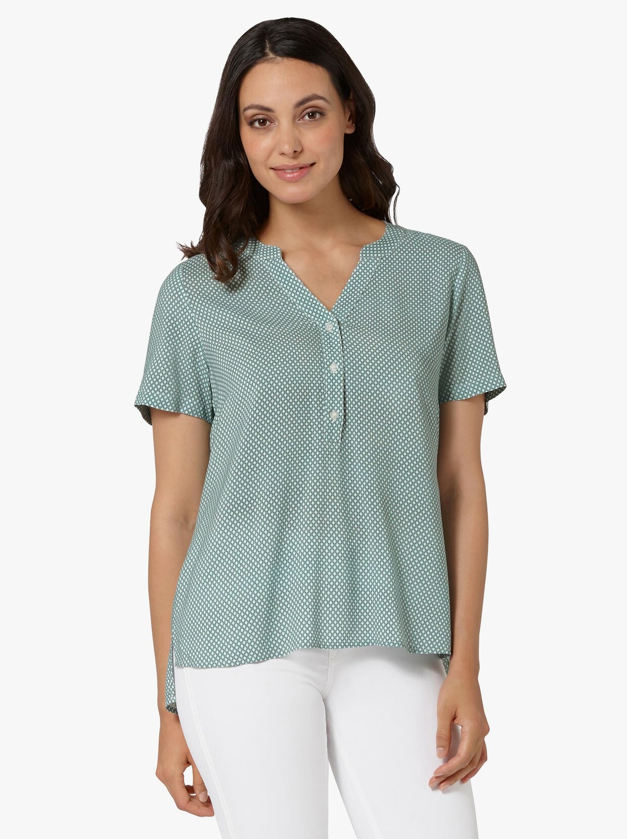 Comfortabele blouse - kalkmint/grafiet bedrukt