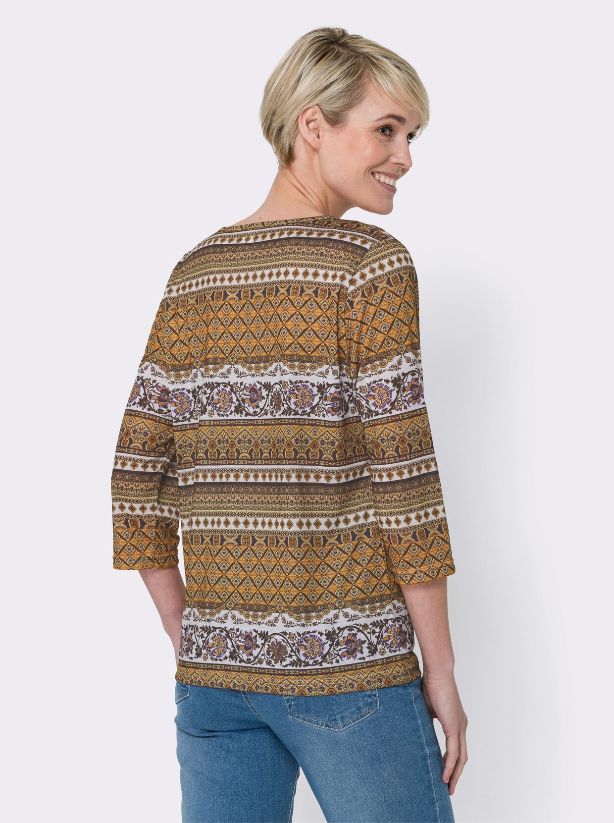 Shirt met lange mouwen - oker gedessineerd
