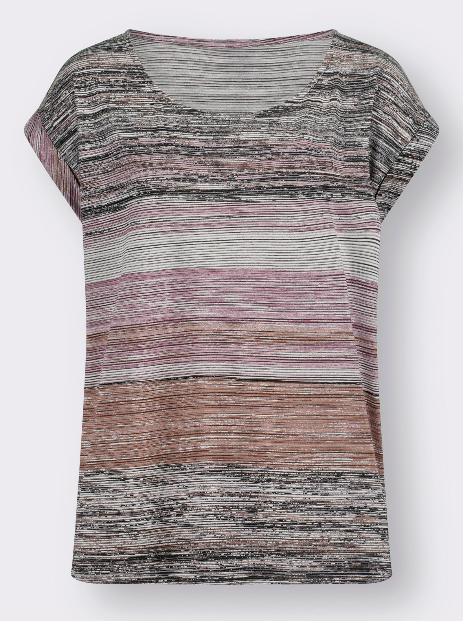 Shirt met korte mouwen van viscose-stretchmateriaal - kaki geprint