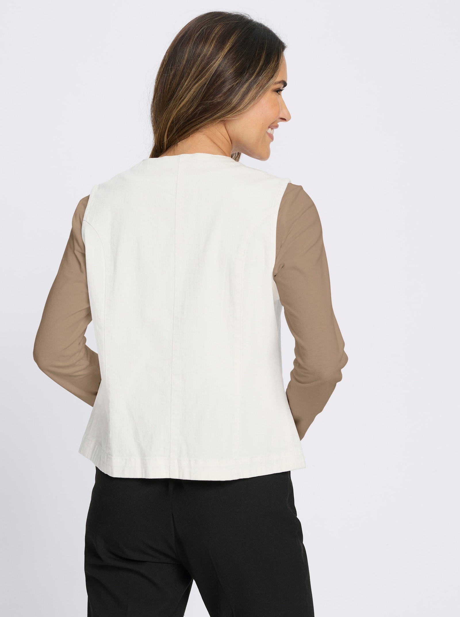 Kurzweste mit Bindebändern - ecru