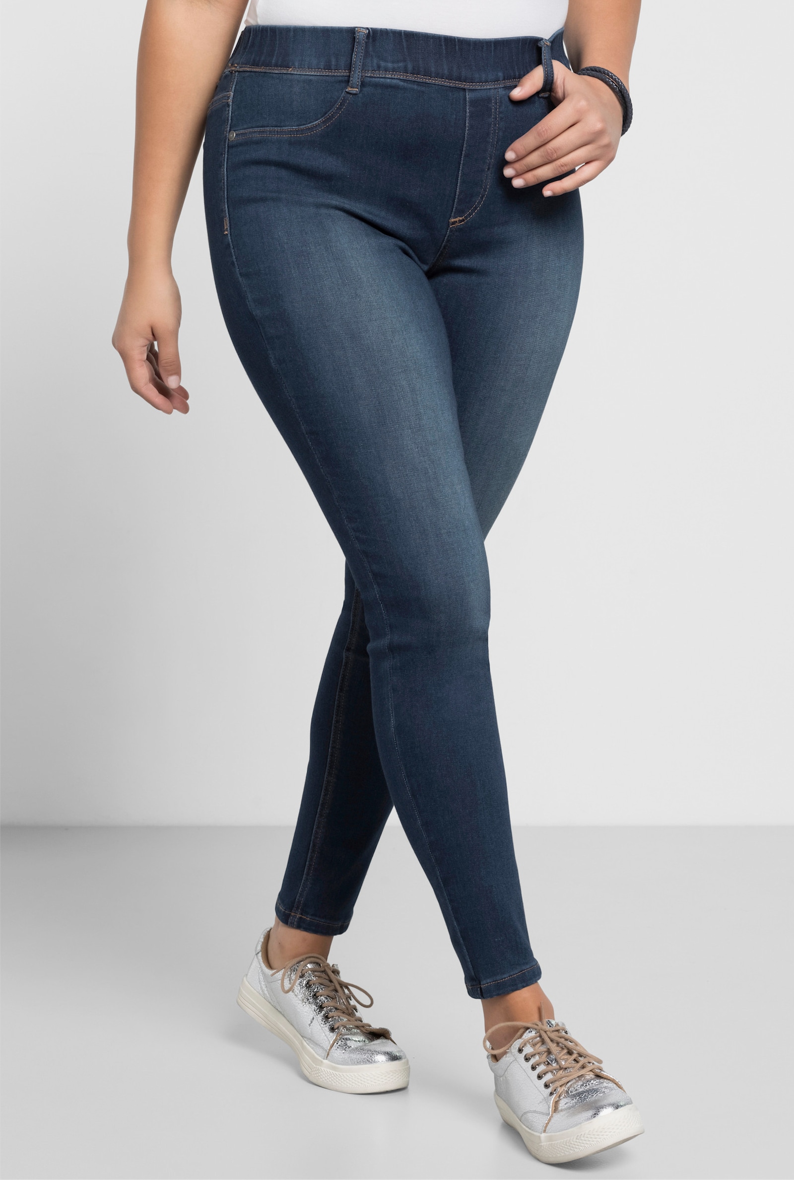 sheego Jegging van power-stretch-materiaal - dark blue denim