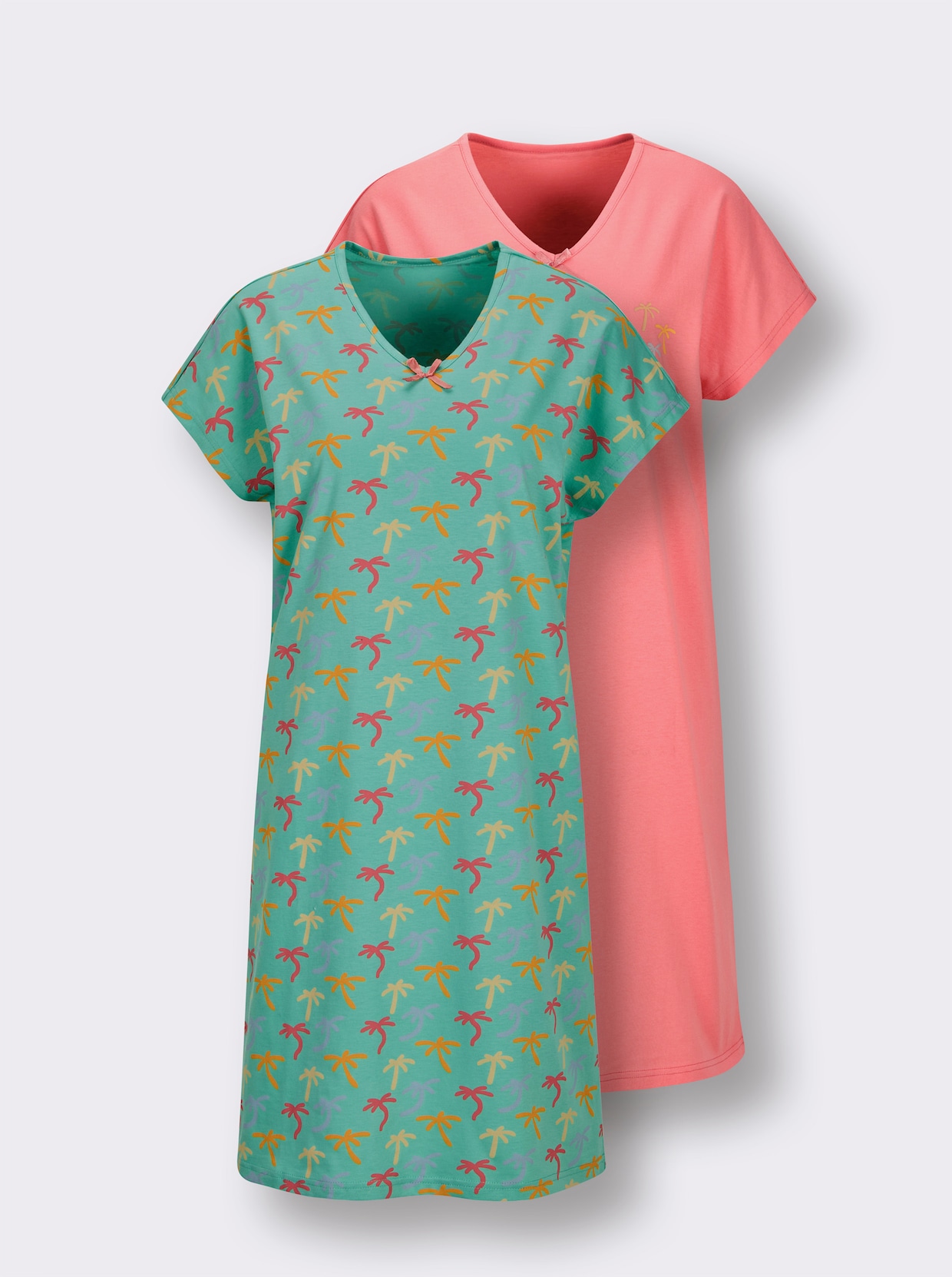 wäschepur Sleepshirts - blaugrün-gelb-bedruckt + flamingo