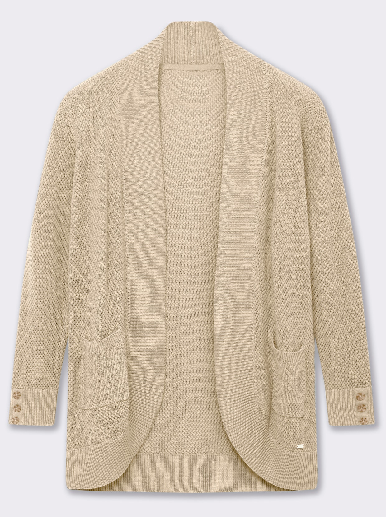 Longstrickjacke - elfenbein
