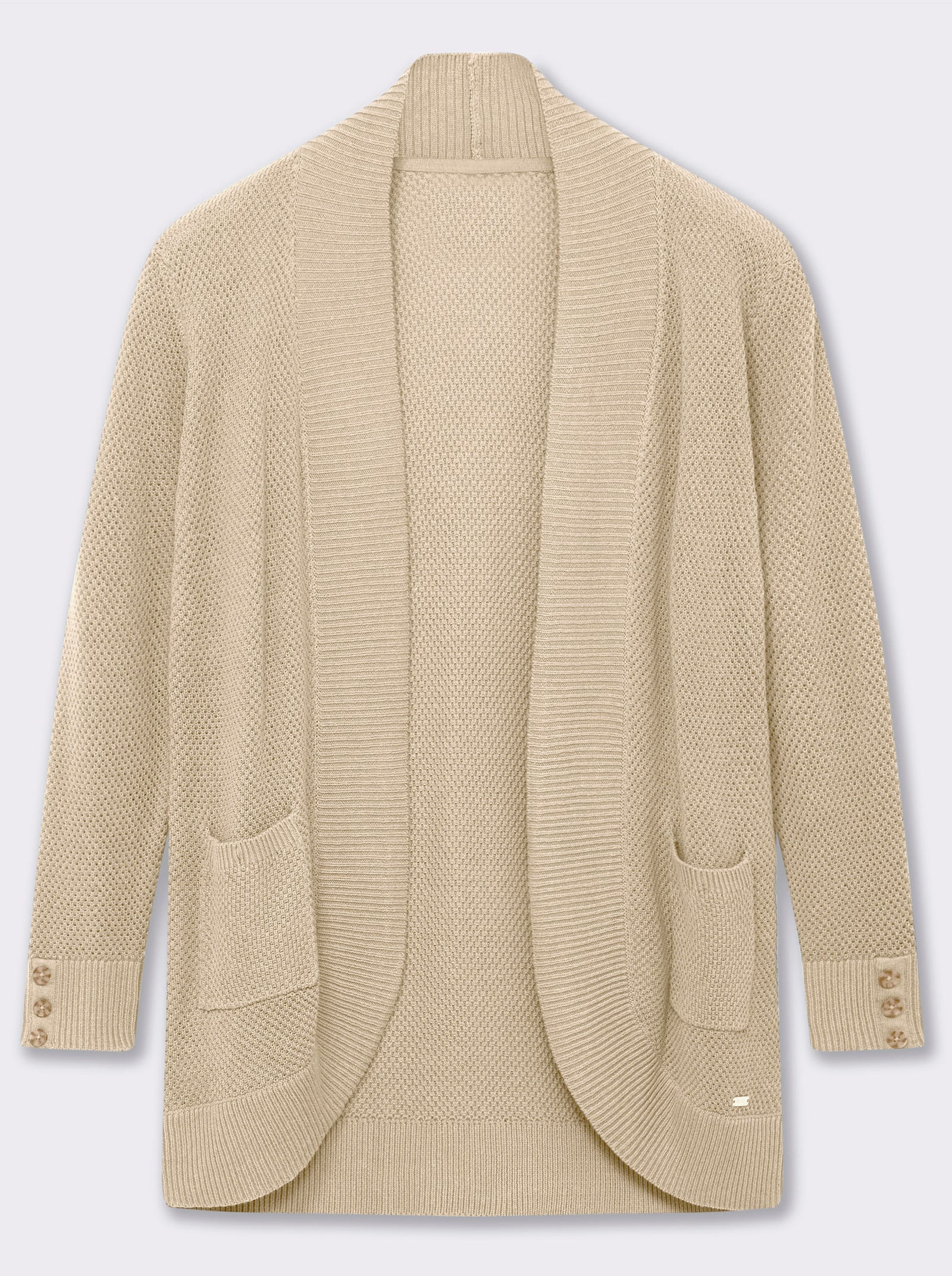 Longstrickjacke mit Struktur-Muster - elfenbein