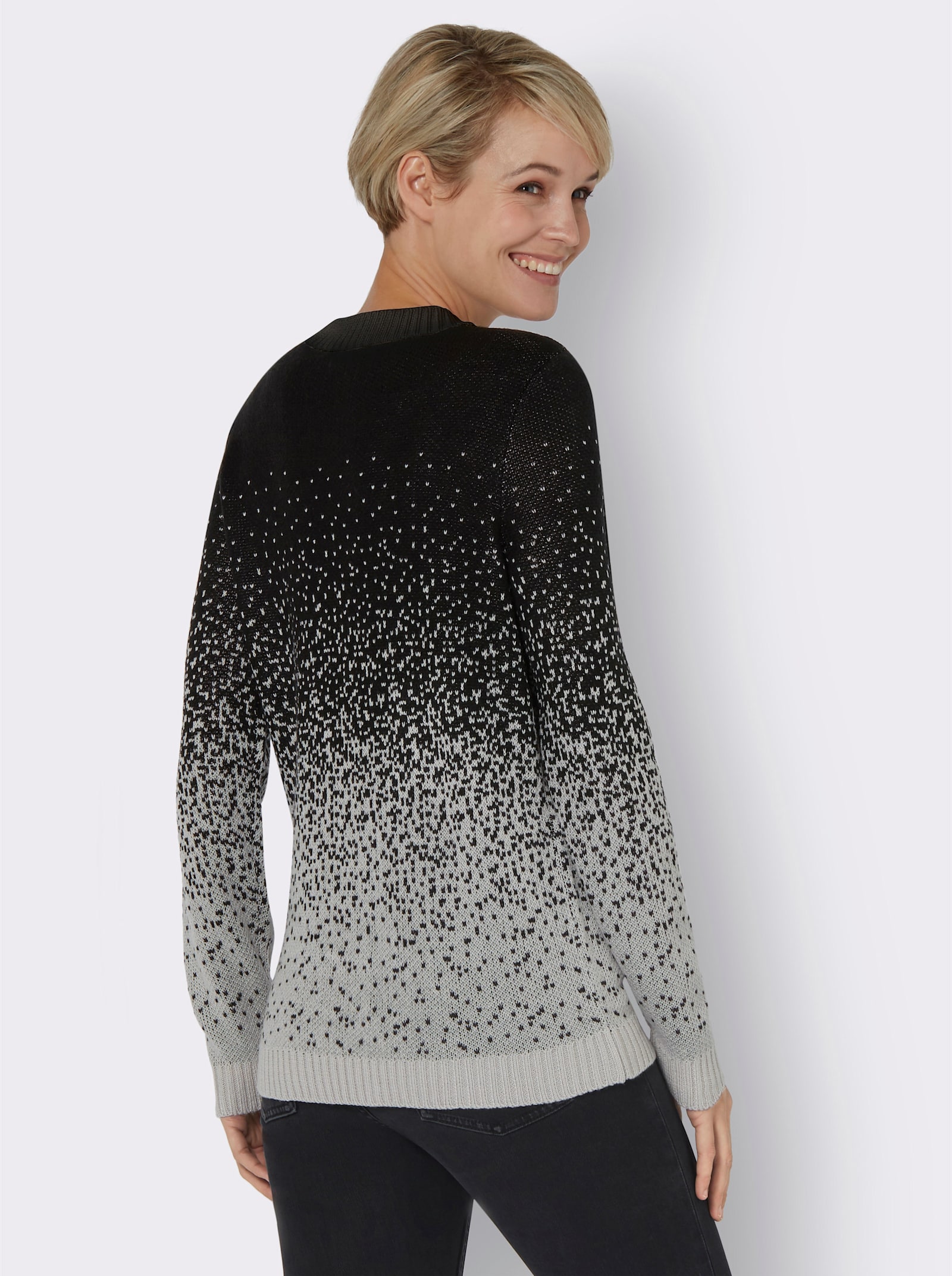 Jacquardpullover aus Jacquard-Strick - schwarz-gemustert