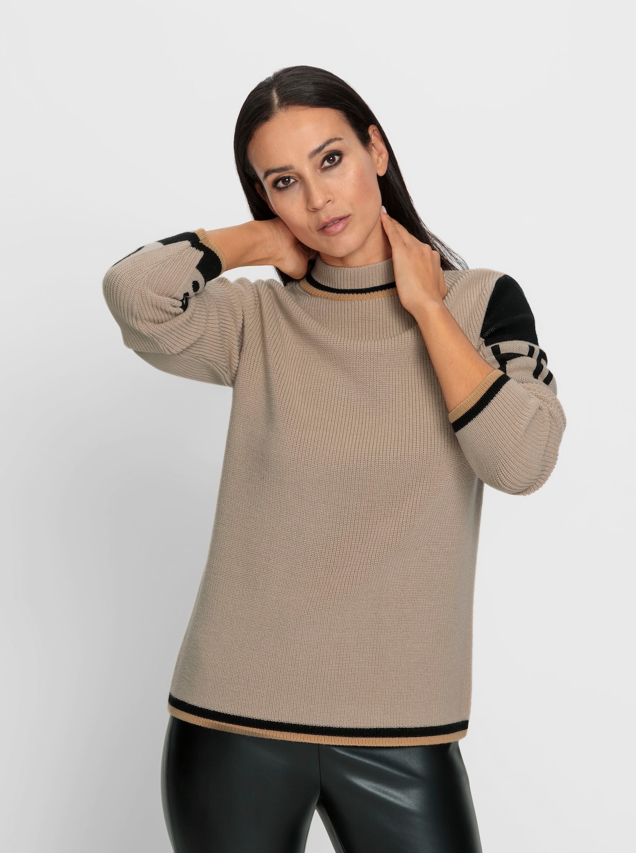 heine Pullover - beige-schwarz-gemustert