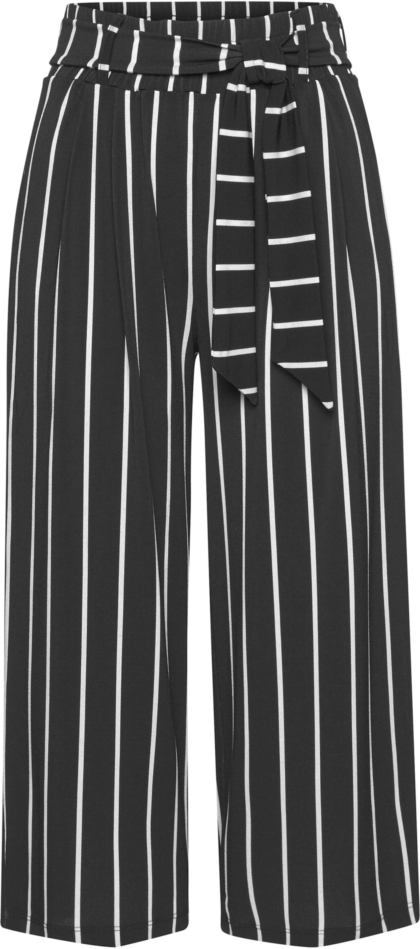 Schwarz passend  günstig Kaufen-Culotte in schwarz-weiß-gestreift von LASCANA. Culotte in schwarz-weiß-gestreift von LASCANA <![CDATA[Extraweite Form in 7/8-Länge. Bund mit Gürtelschlaufen und passendem Bindgürtel. Innenbeinlänge ca. 52 cm. Aus 95% Polyester, 5% Elasthan.]