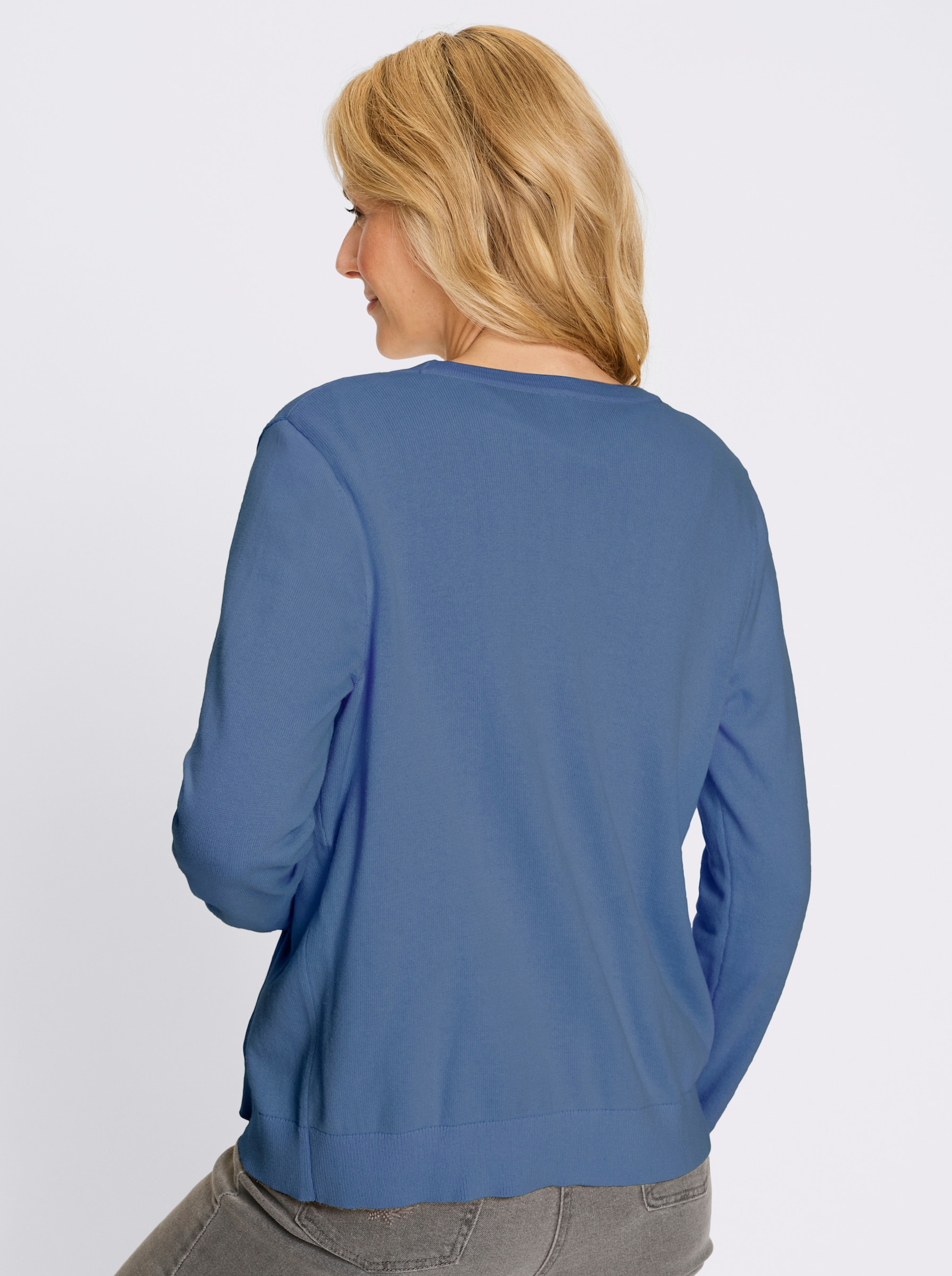 Cardigan in Baumwoll-Qualität - mittelblau