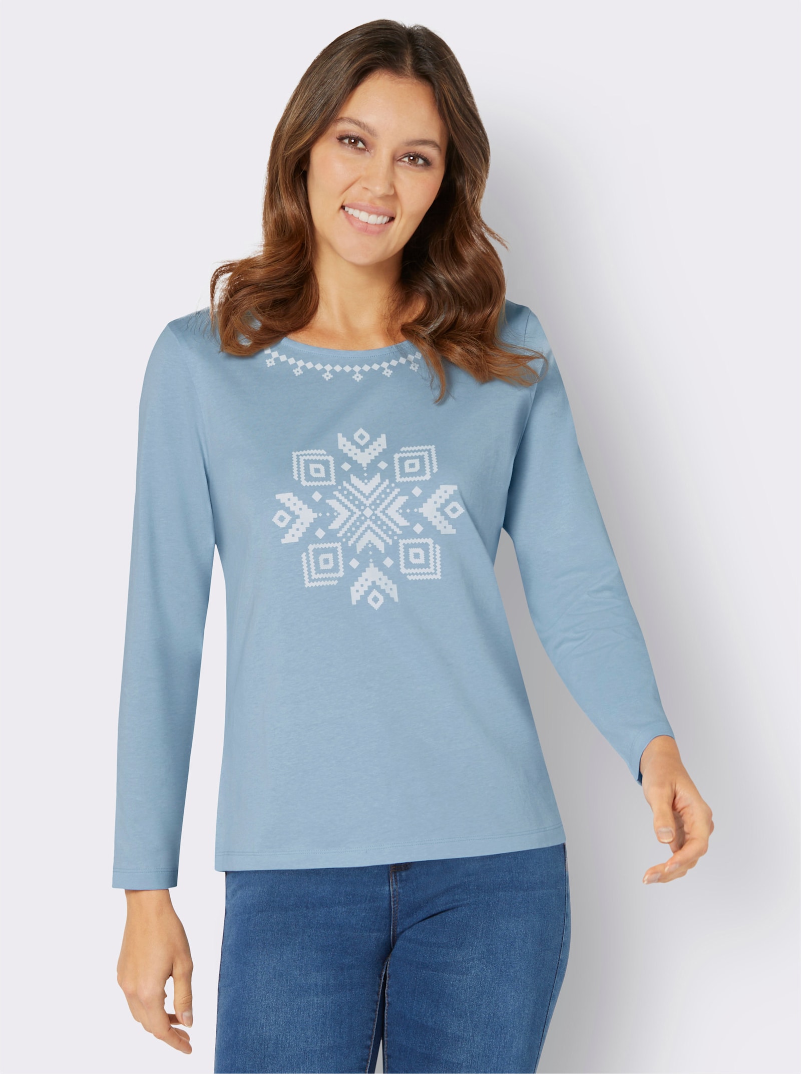 Langarmshirt im Norweger-Look - bleu-weiß