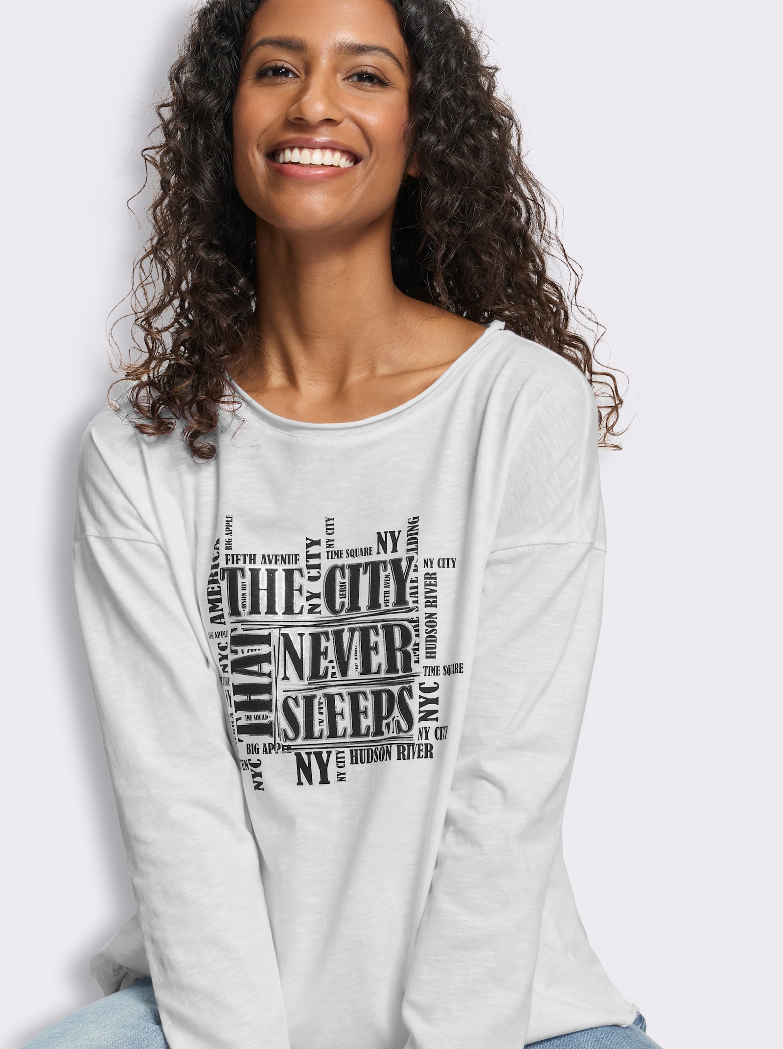 heine Langarmshirt zum Knoten - weiß