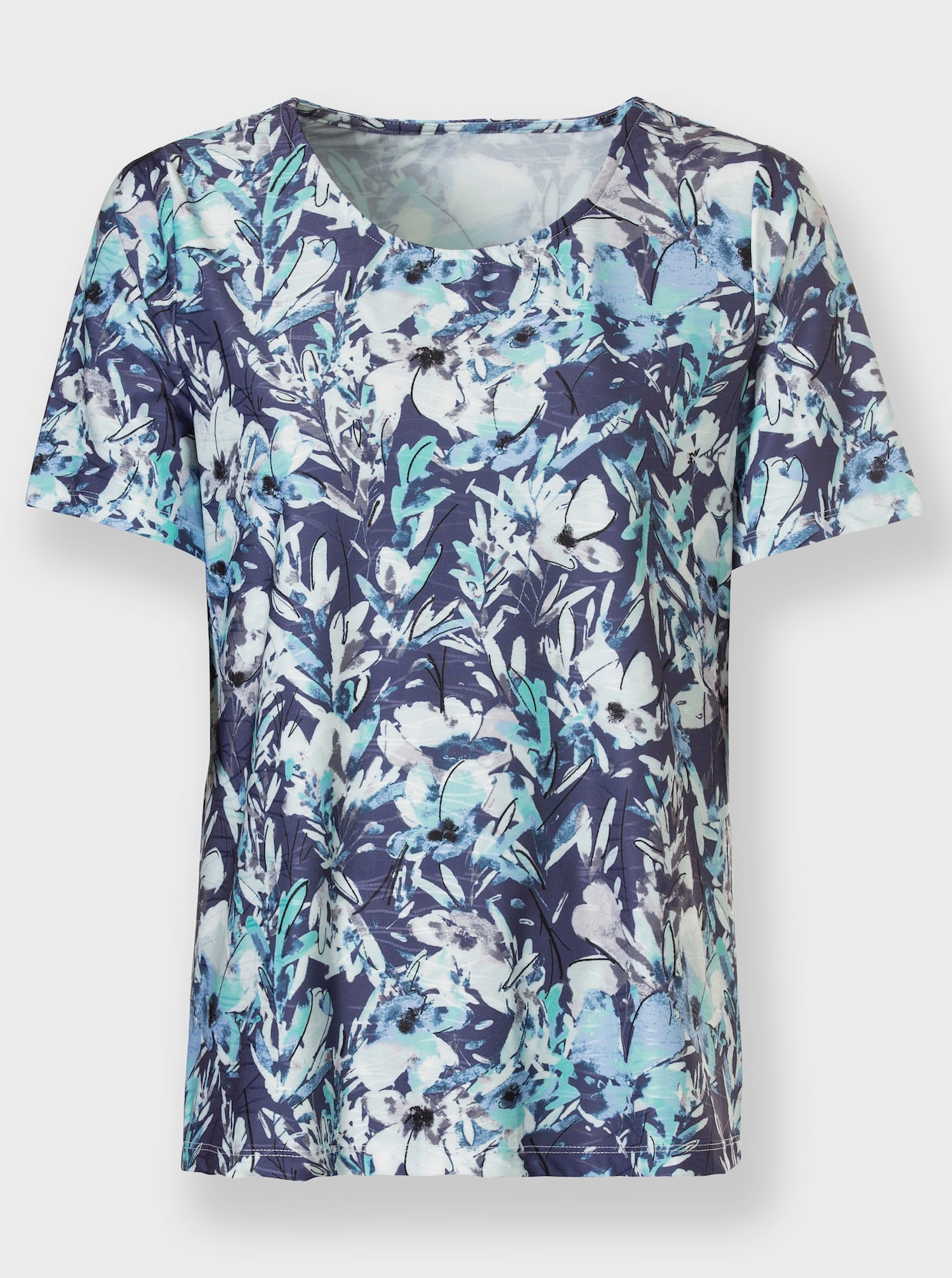 Shirt - marine/ecru geprint