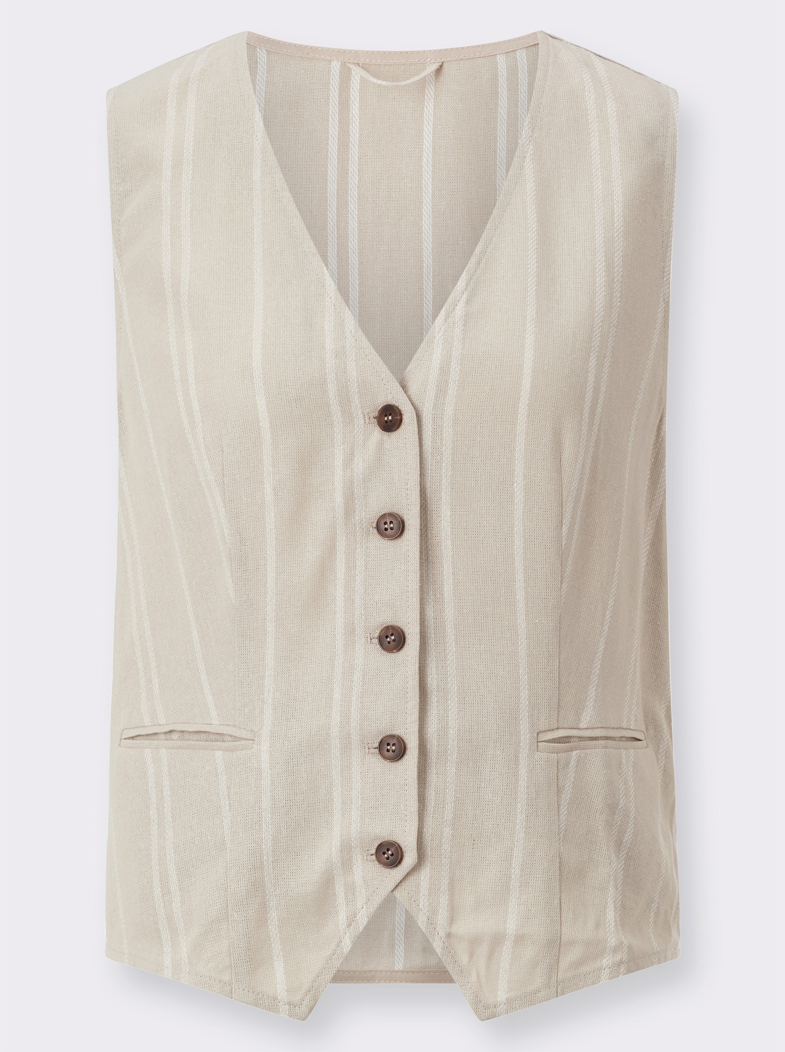 Weste mit Leinen-Anteil - sand-gestreift