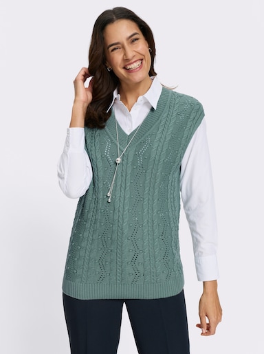Pullunder mit Strickmuster-Mix - jade