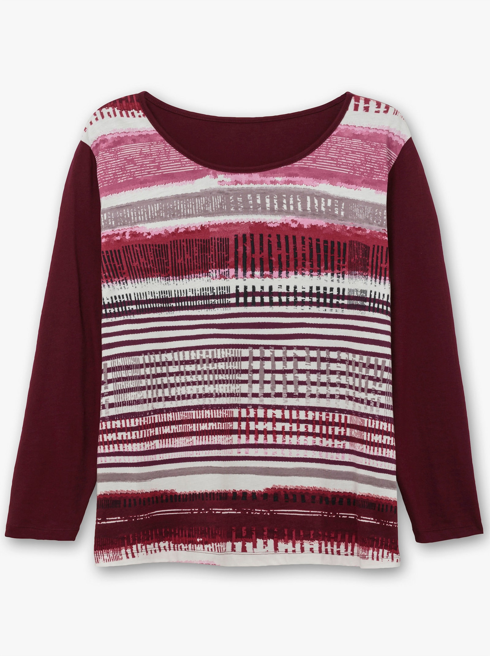 Langarmshirt mit grafischem Muster vorne - bordeaux-gestreift