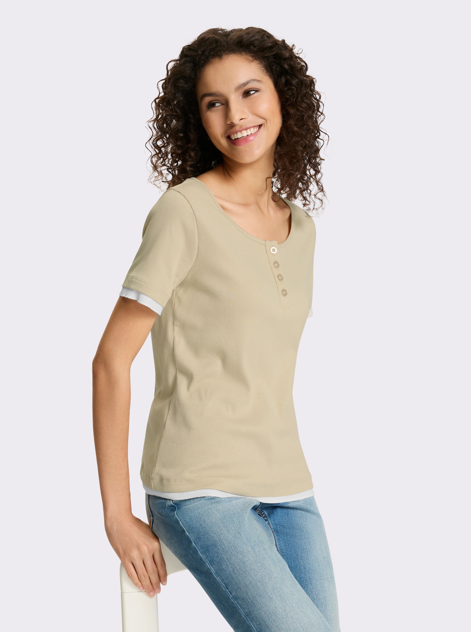 heine Shirt im 2-in-1-Look - sand