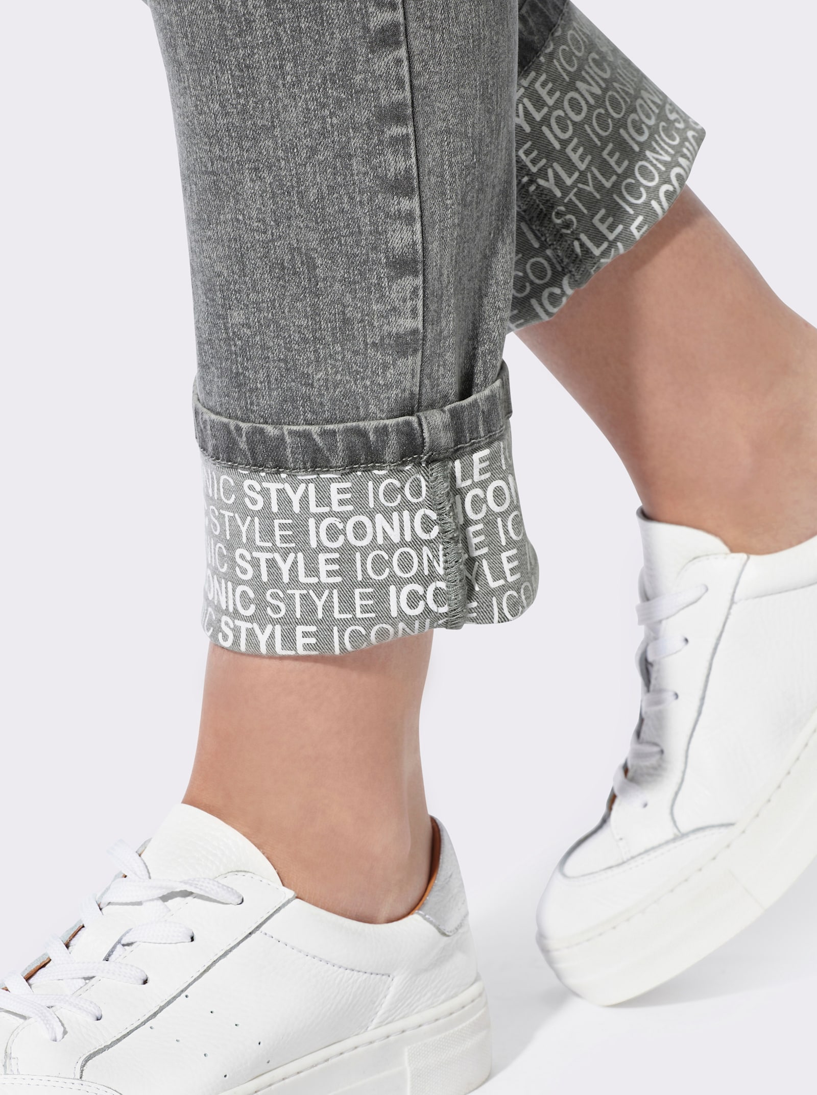 heine 5-pocketjeans met opschrift - light grey-denim