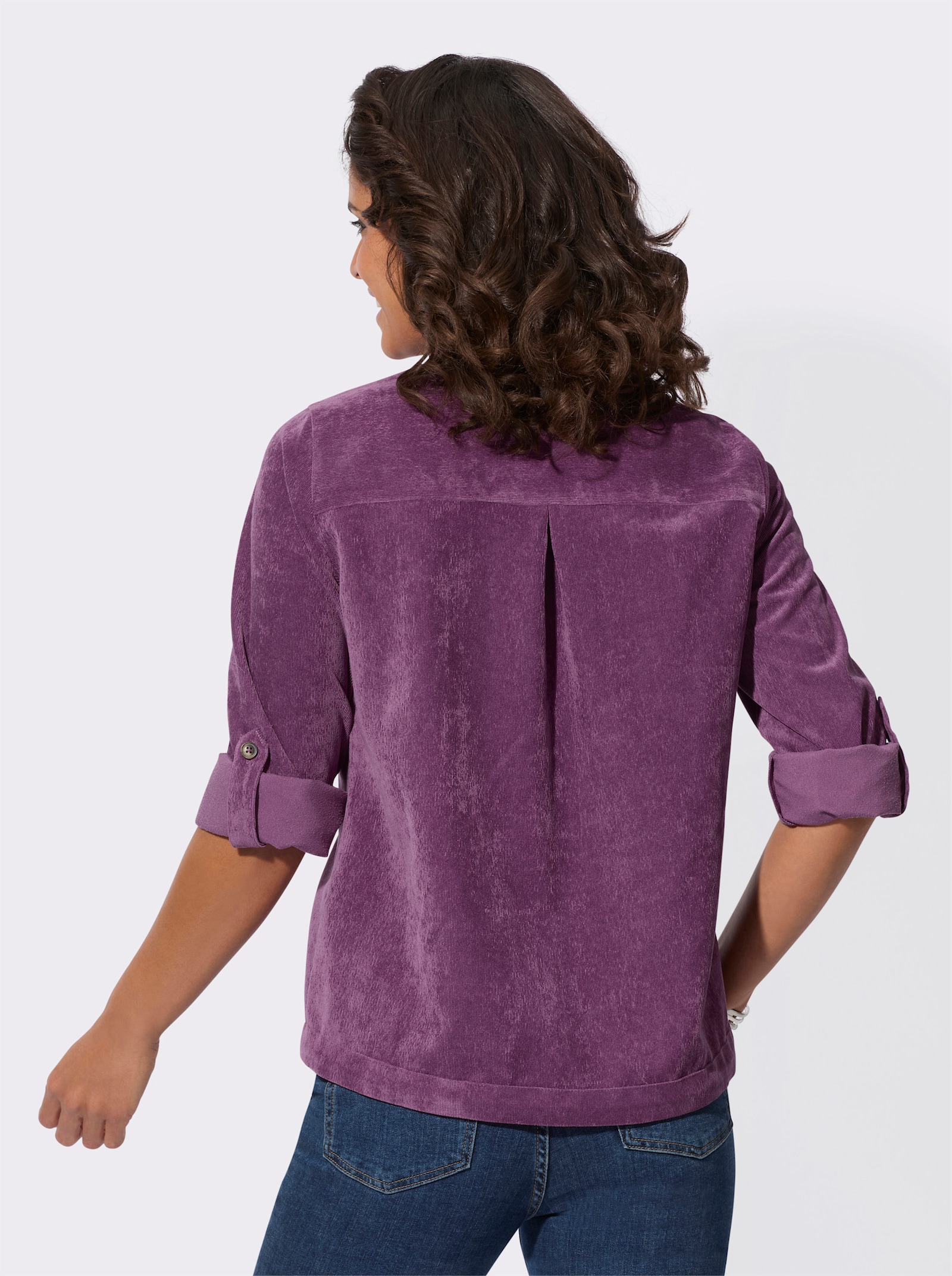 Langarm-Bluse aus Cord - violett