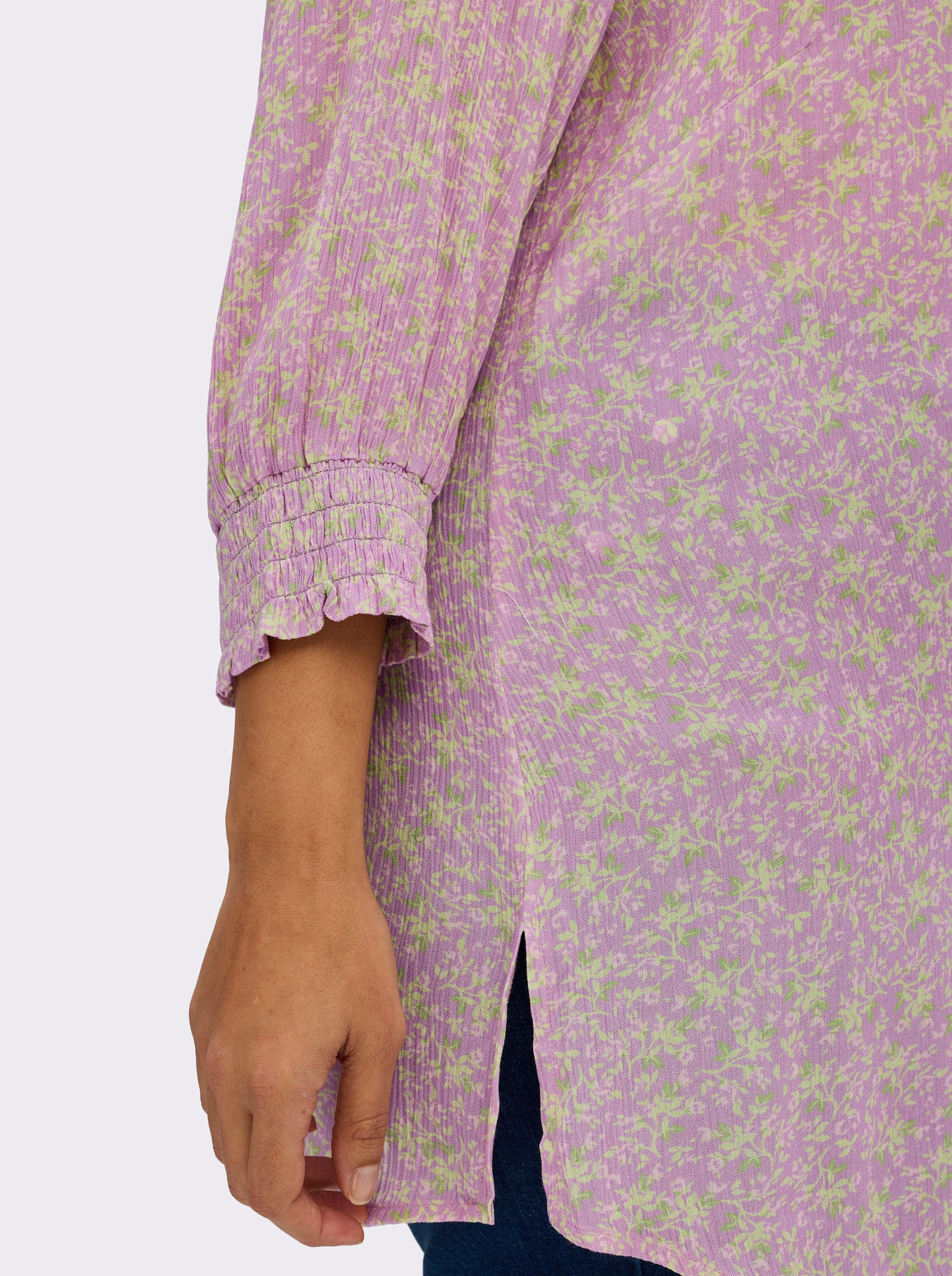 sheego Tunika mit 3/4-Ärmeln - orchidee-pistazie-bedruckt