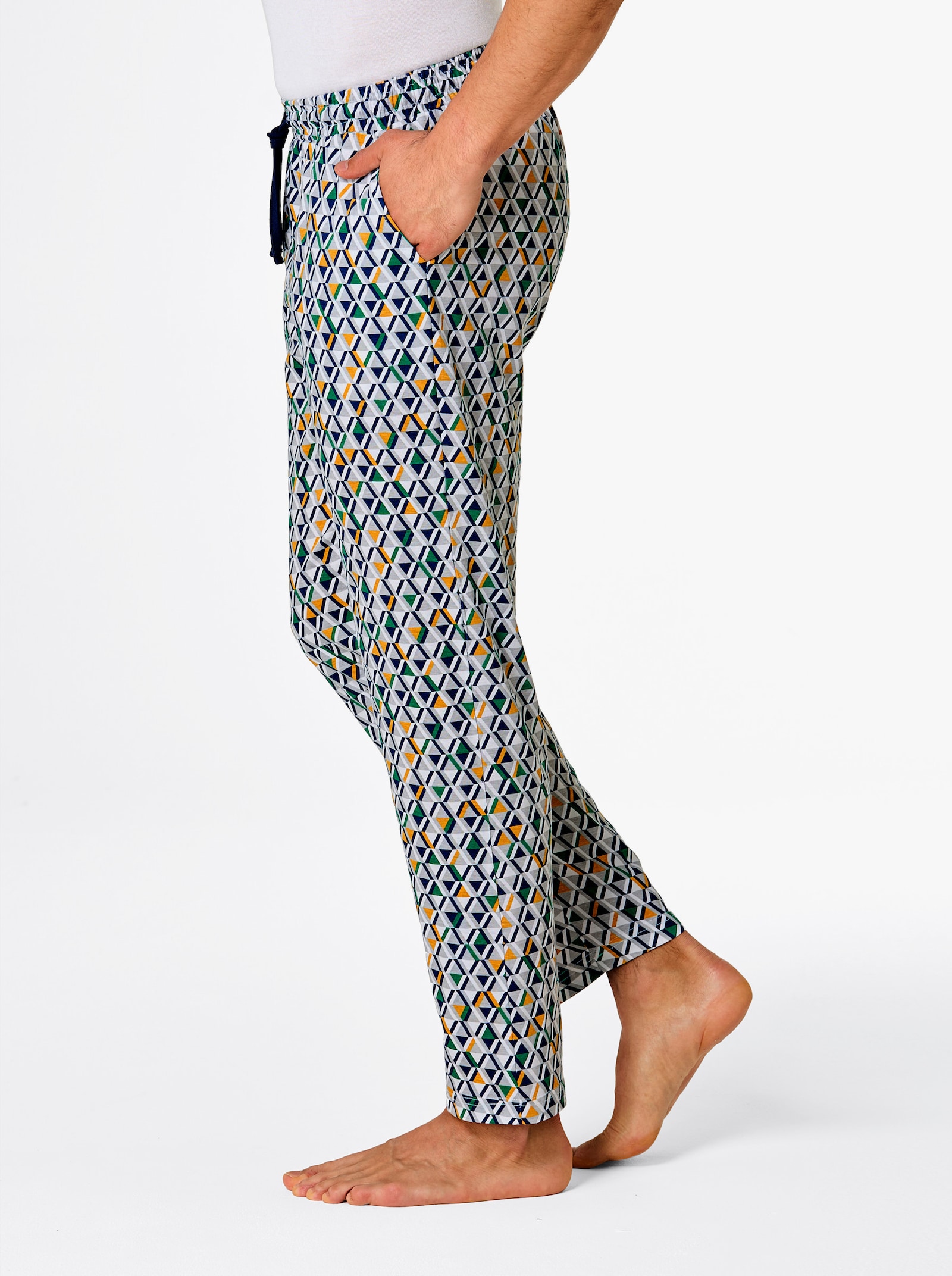 wäschepur men Hose lang - dunkelblau-grün-bedruckt