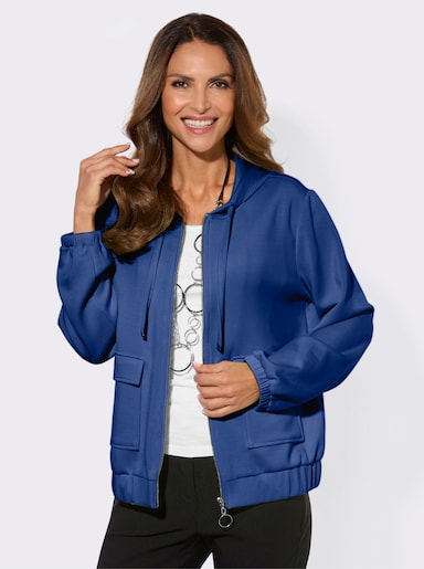 Sweatjacke mit Kapuze - royalblau