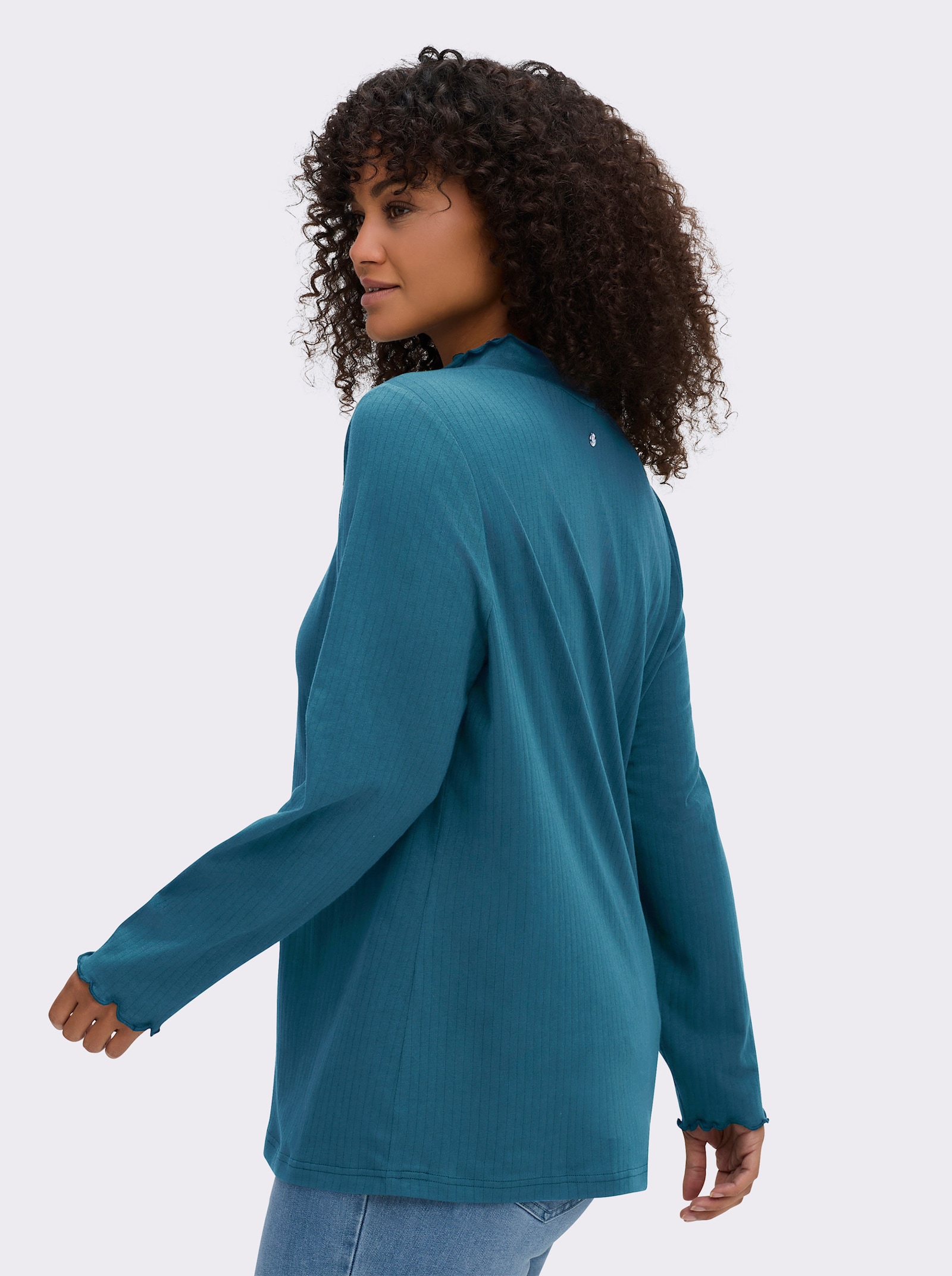 sheego Rollkragenshirt mit Baby-Lock-Nähten - topas