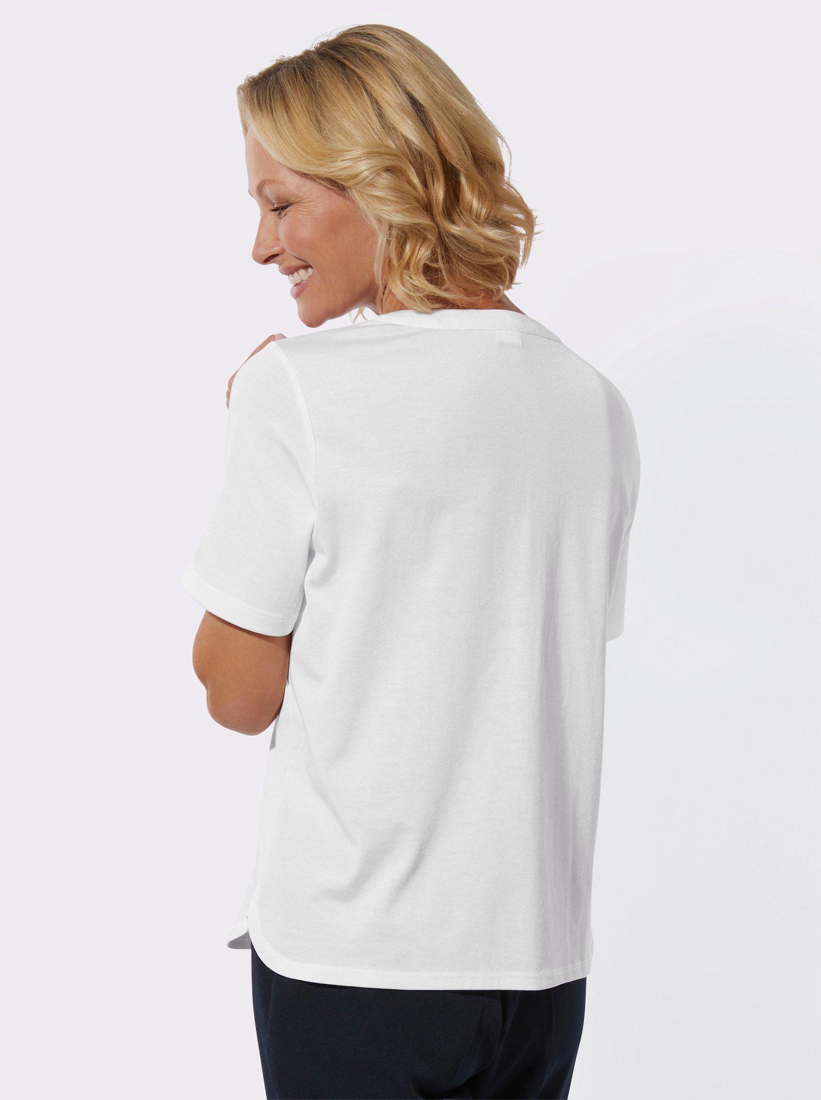 Kurzarmshirt in formstabiler Jersey-Qualität - ecru