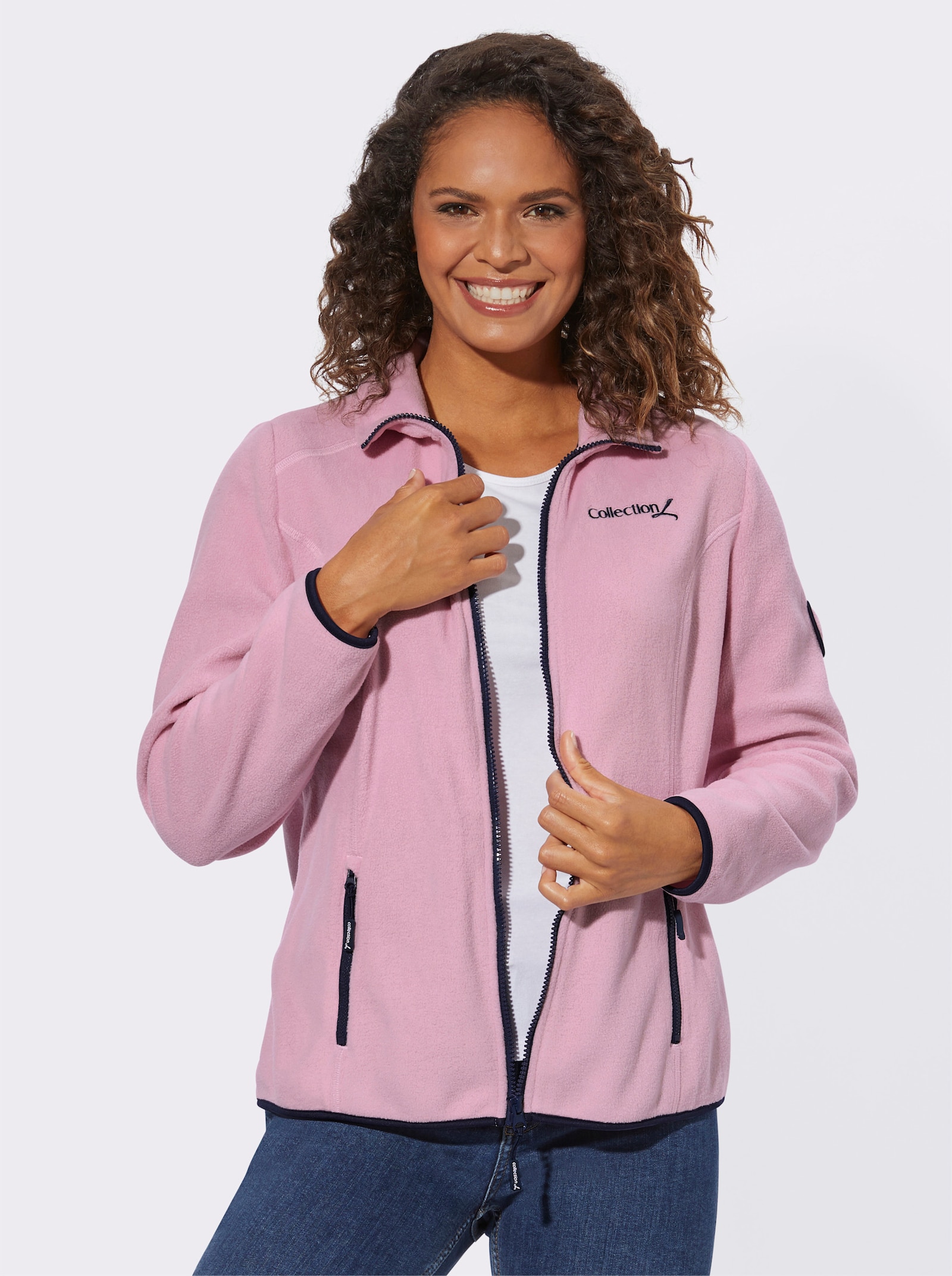 Fleecejacke mit Stickerei - rosé