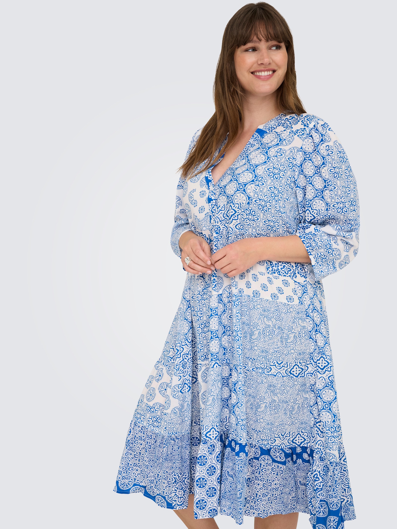 ONLY CARMAKOMA Tunikakleid - princess blue aop:mix graphic