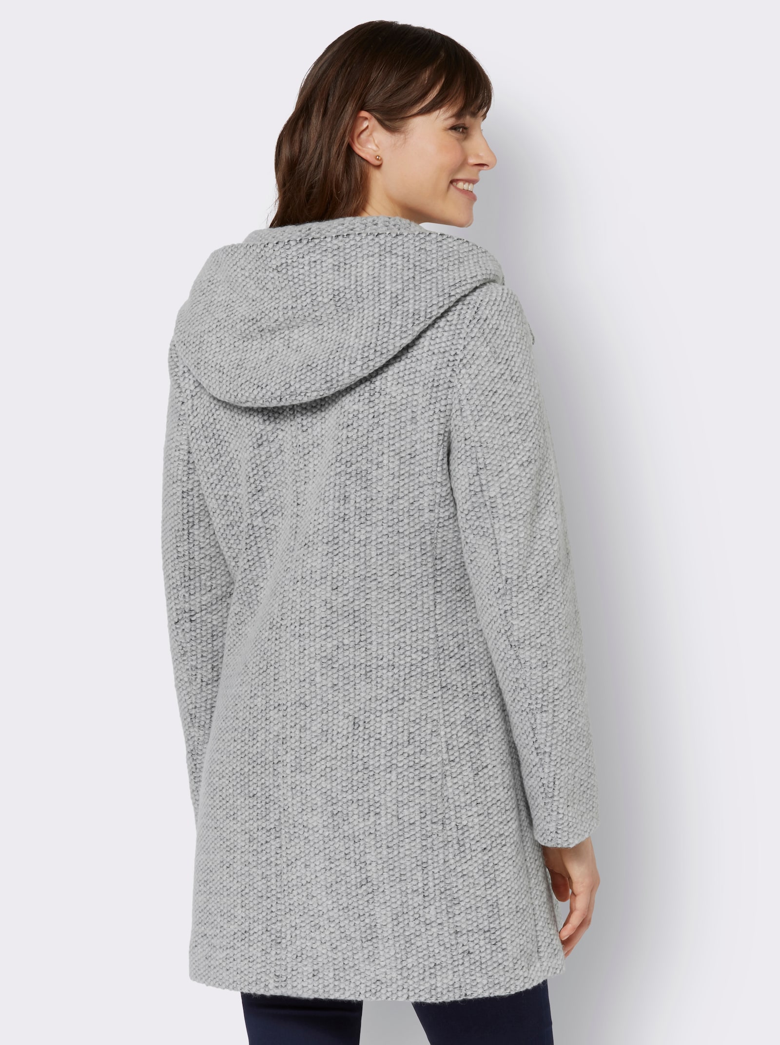 Manisa Jacke mit Kapuze, Struktur-Qualität - hellgrau-meliert