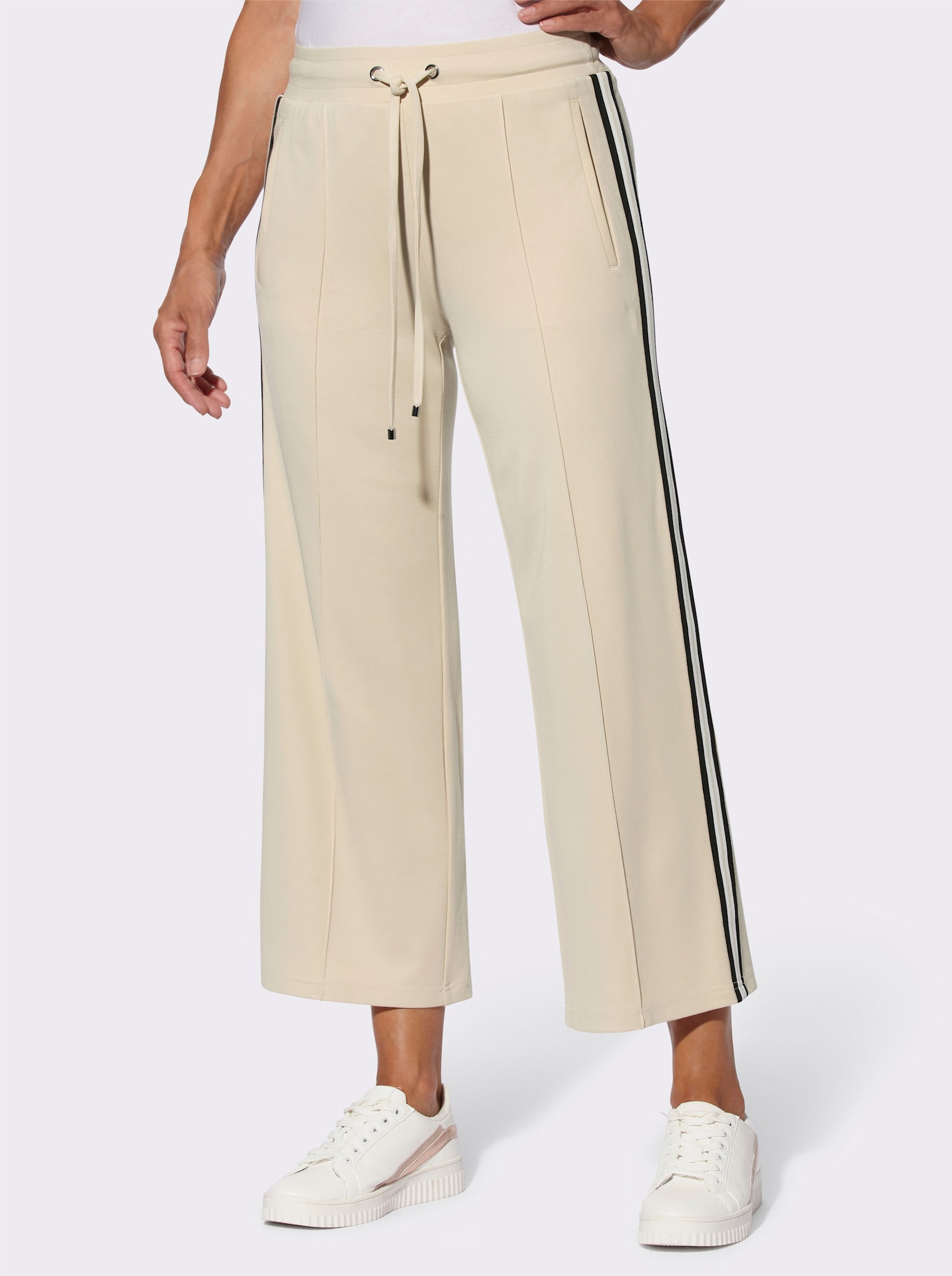 Jerseyhose mit Galonstreifen - sand