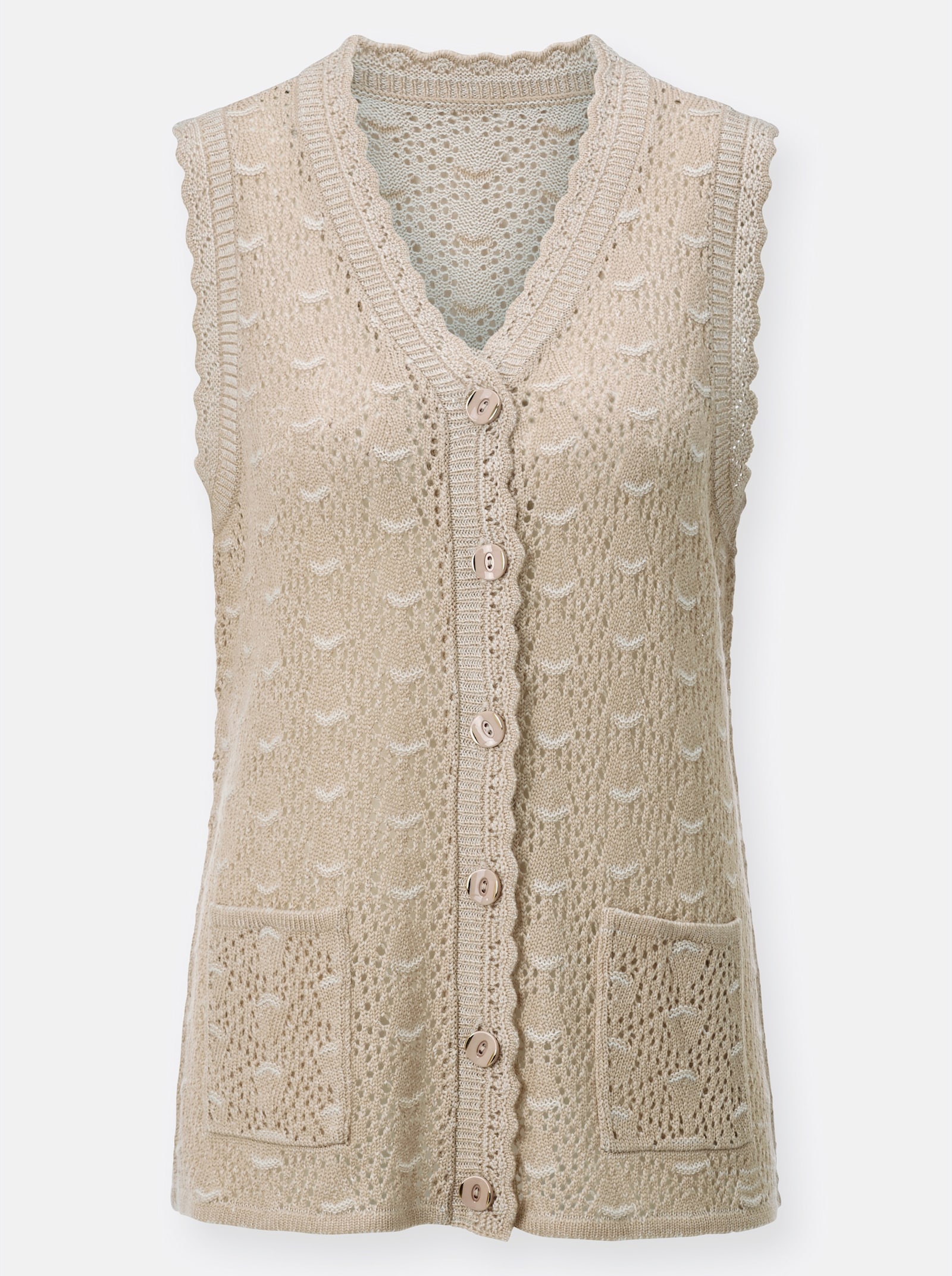 Strickweste im Strukturmuster-Mix - beige-meliert