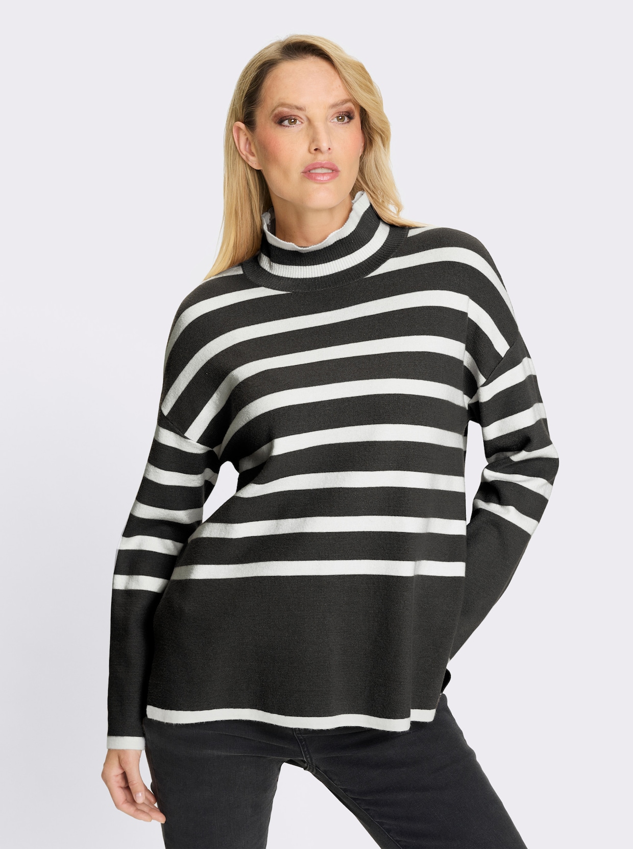 heine Gestreepte pullover - zwart/ecru gestreept