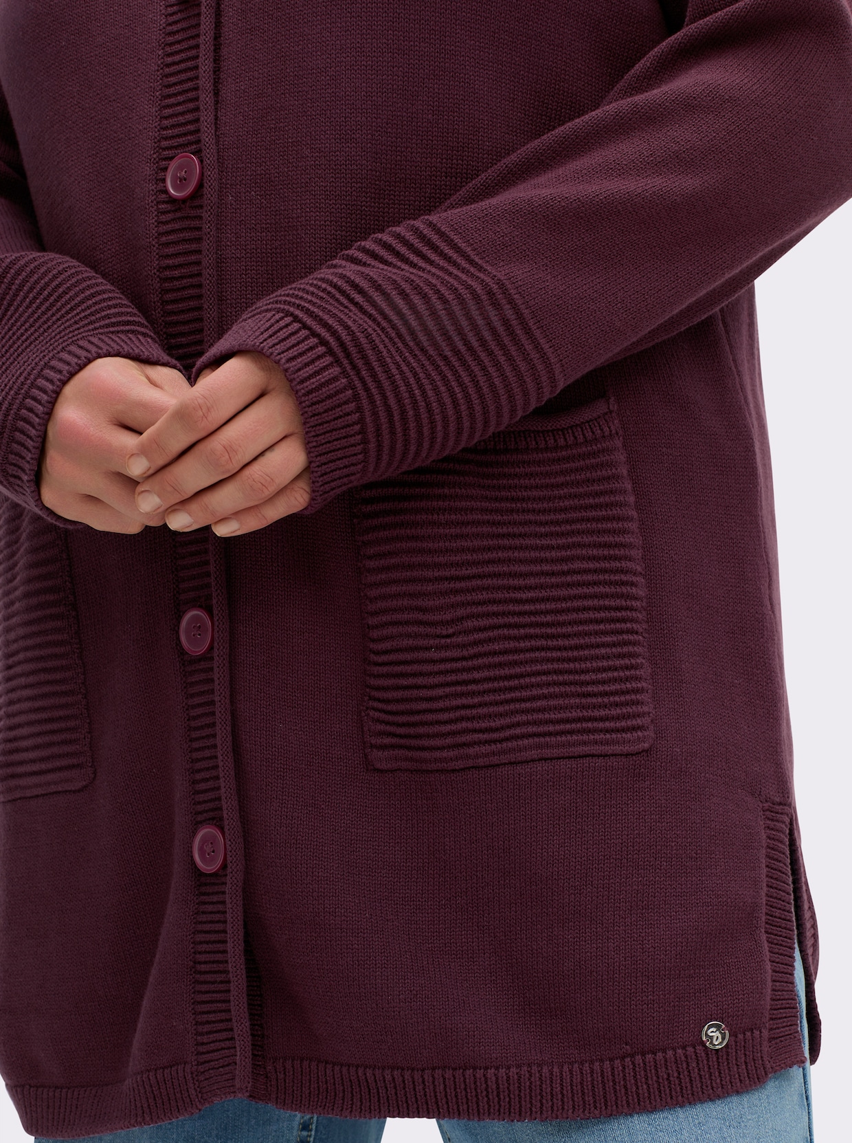sheego veste en tricot - lie-de-vin
