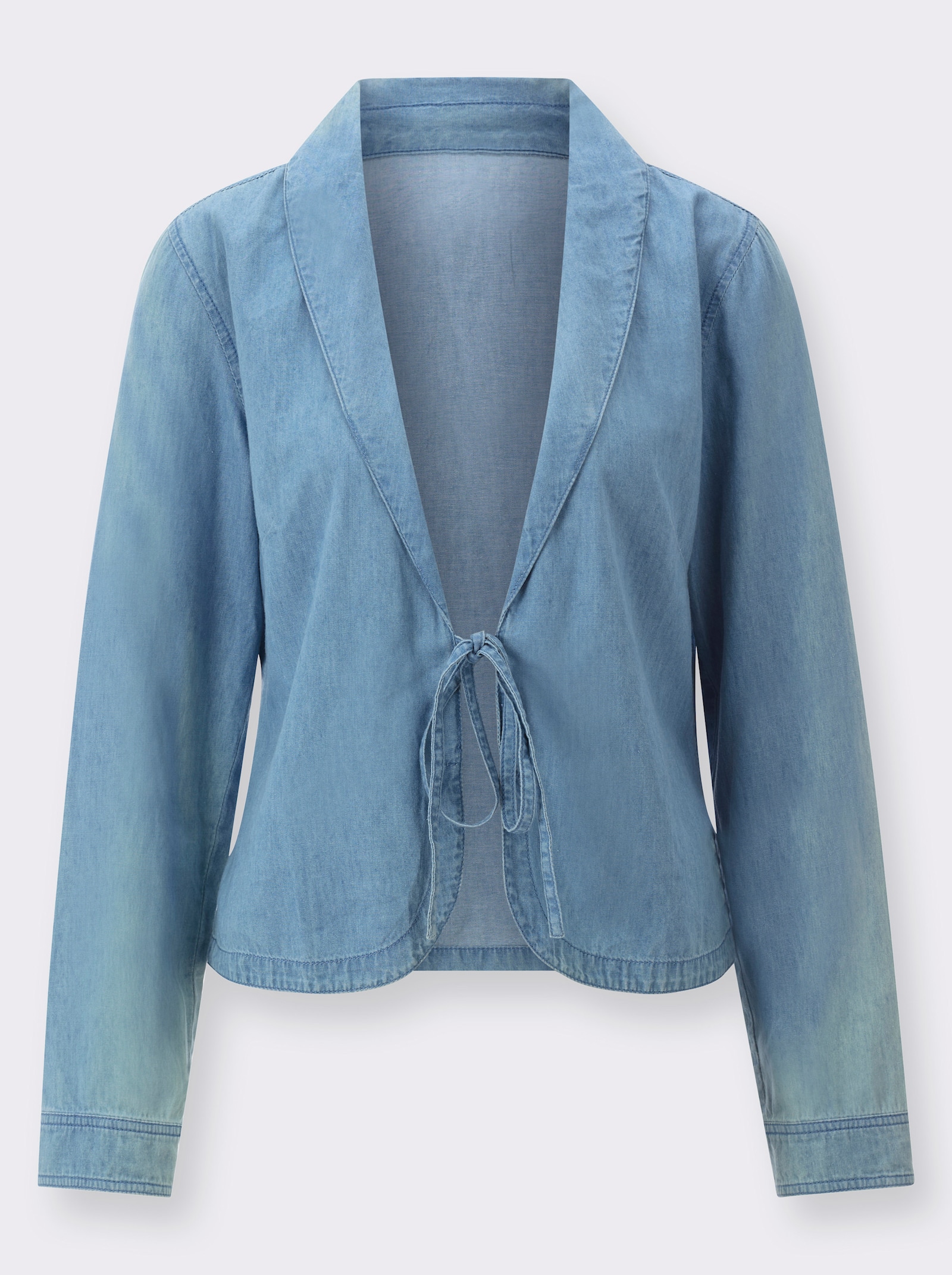 Jeansblazer met sjaalkraag - blue-bleached