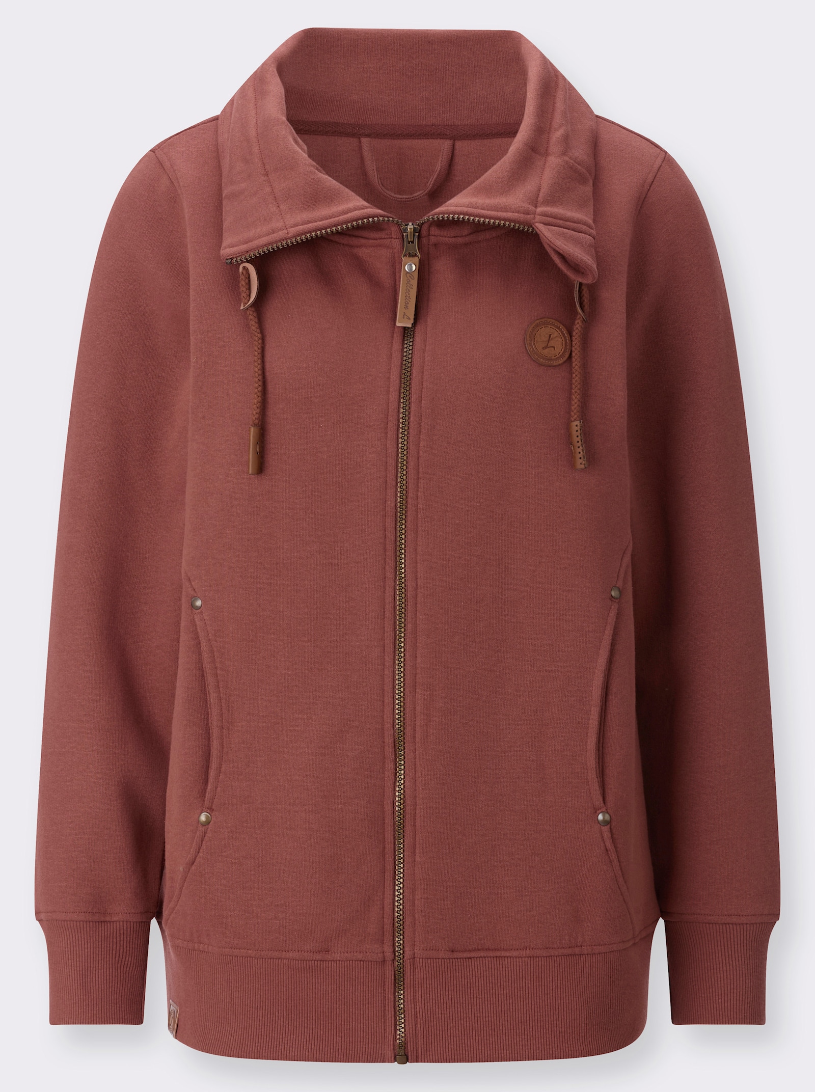  Shirtjacke mit Reißverschluss - rotbraun