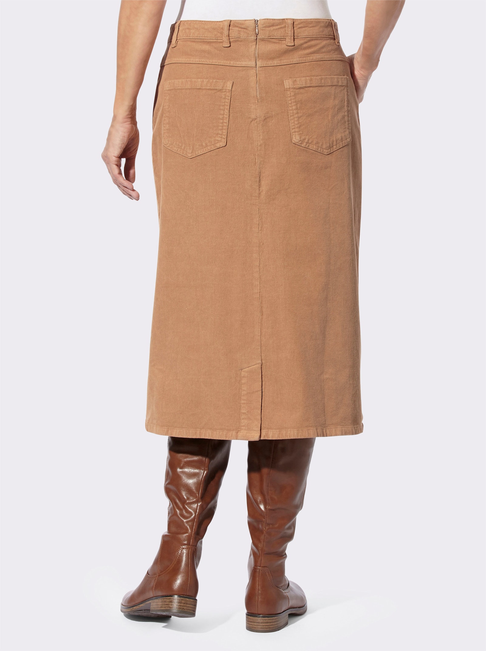 Cordrock mit Zierknopfleiste - camel