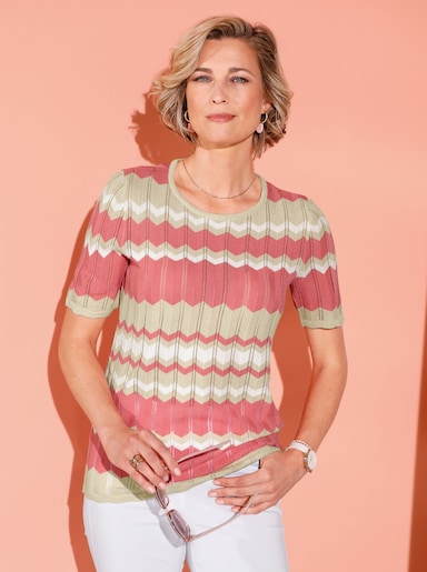 Ajourpullover - flamingo-sand-gemustert